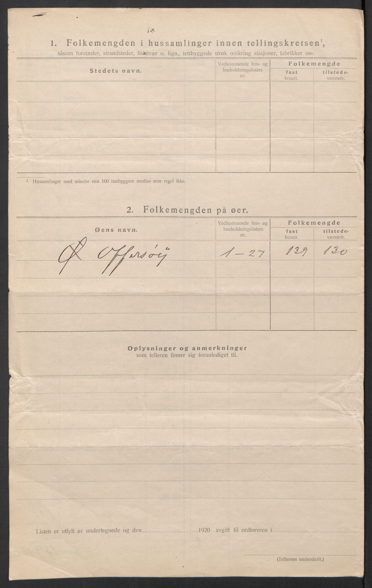 SAT, 1920 census for Tjøtta, 1920, p. 40