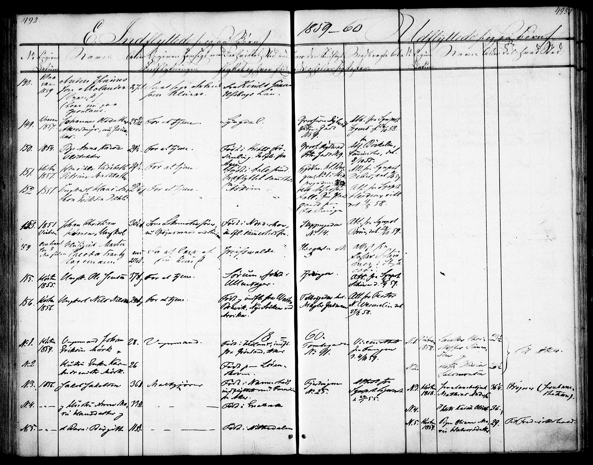 Oslo domkirke Kirkebøker, SAO/A-10752/F/Fa/L0028: Parish register (official) no. 28, 1840-1876, p. 492-493