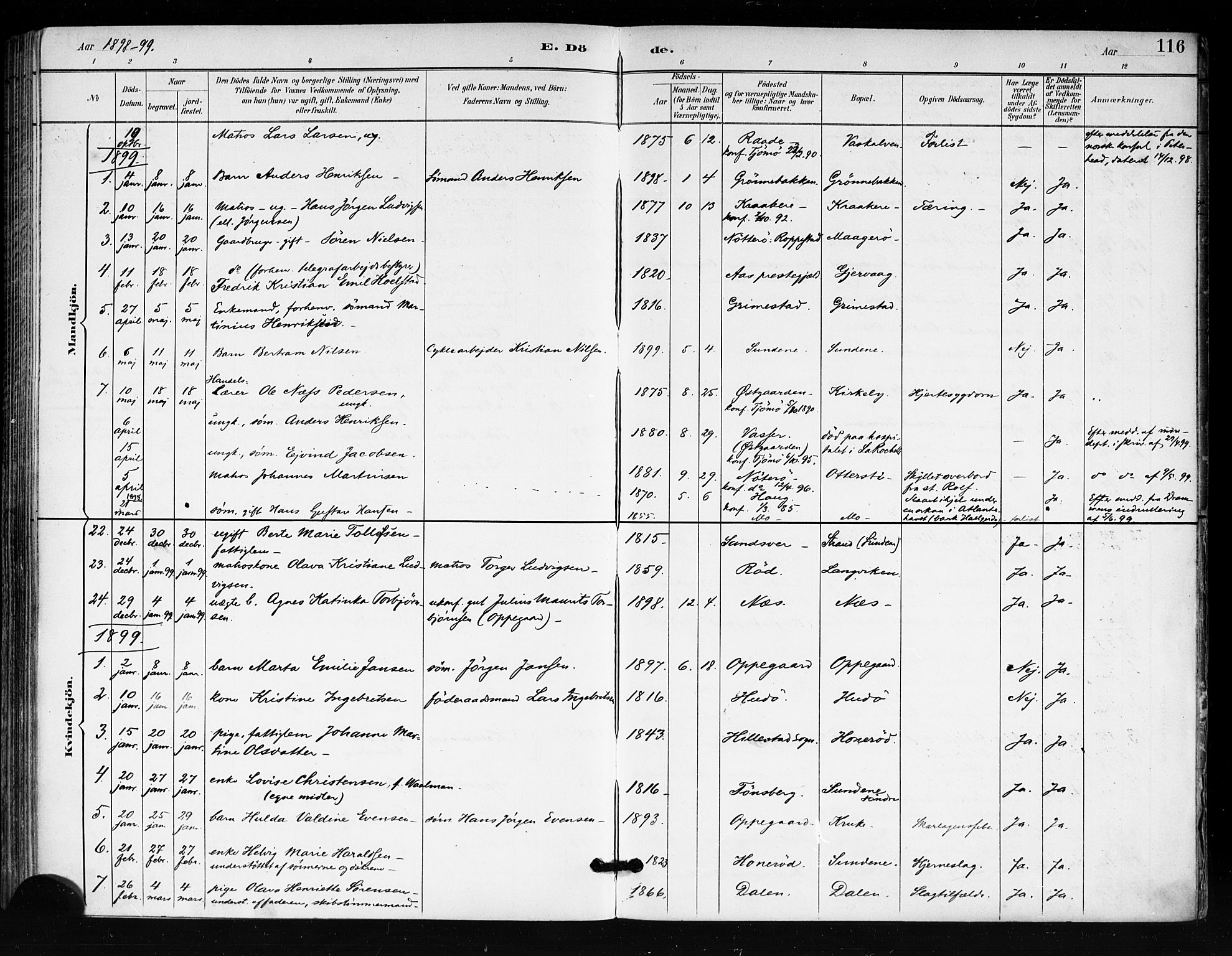 Tjøme kirkebøker, SAKO/A-328/F/Fa/L0003: Parish register (official) no. 3, 1891-1900, p. 116