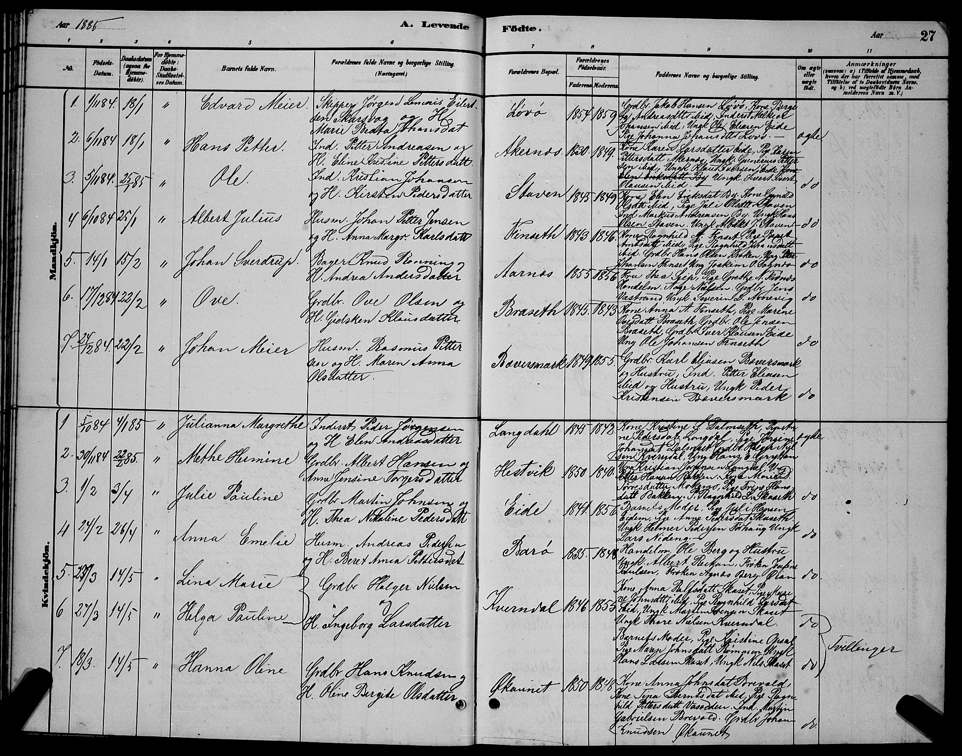 Ministerialprotokoller, klokkerbøker og fødselsregistre - Sør-Trøndelag, SAT/A-1456/655/L0687: Parish register (copy) no. 655C03, 1880-1898, p. 27