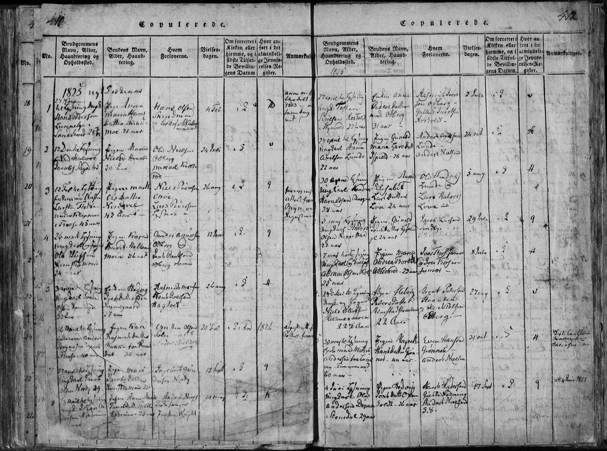 Hedrum kirkebøker, AV/SAKO-A-344/F/Fa/L0004: Parish register (official) no. I 4, 1817-1835, p. 411-412