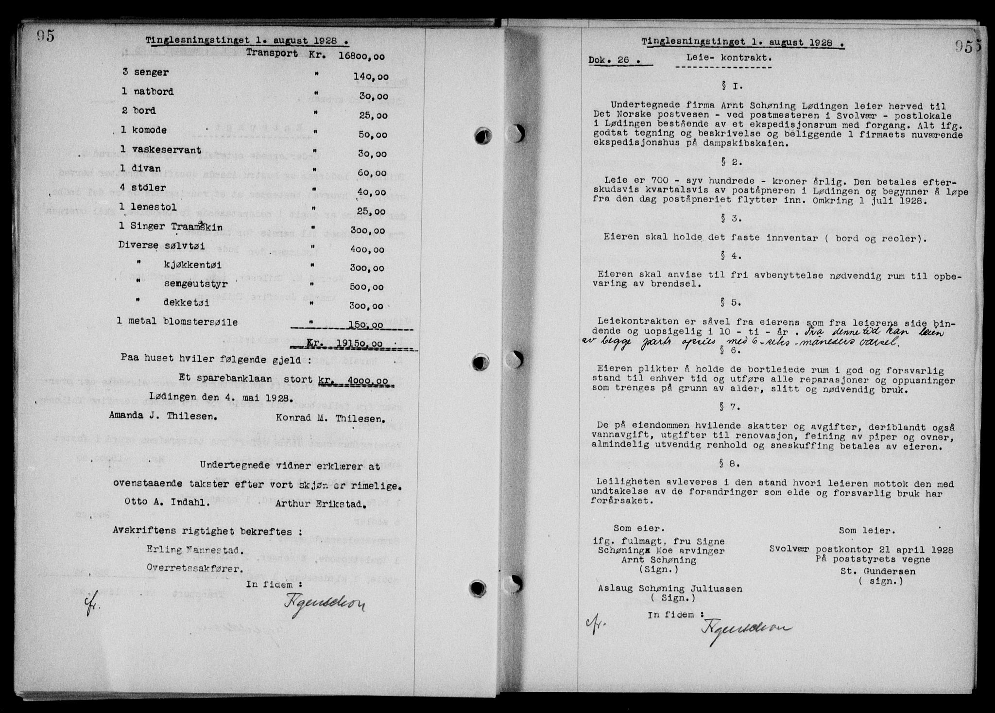 Steigen og Ofoten sorenskriveri, SAT/A-0030/1/2/2C/L0015/0002: Mortgage book no. 16 og 17-I, 1927-1928, Deed date: 01.08.1928