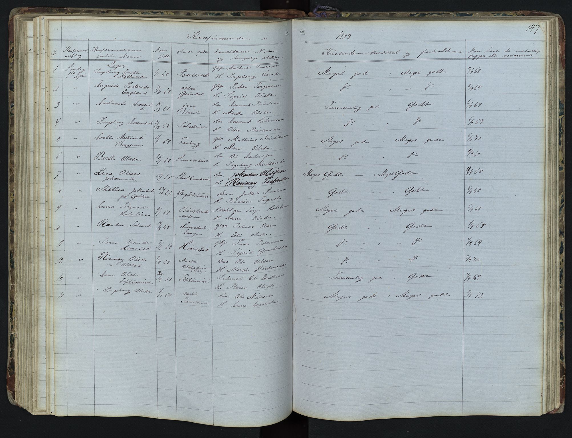 Vestre Gausdal prestekontor, AV/SAH-PREST-094/H/Ha/Hab/L0001: Parish register (copy) no. 1, 1867-1895, p. 147