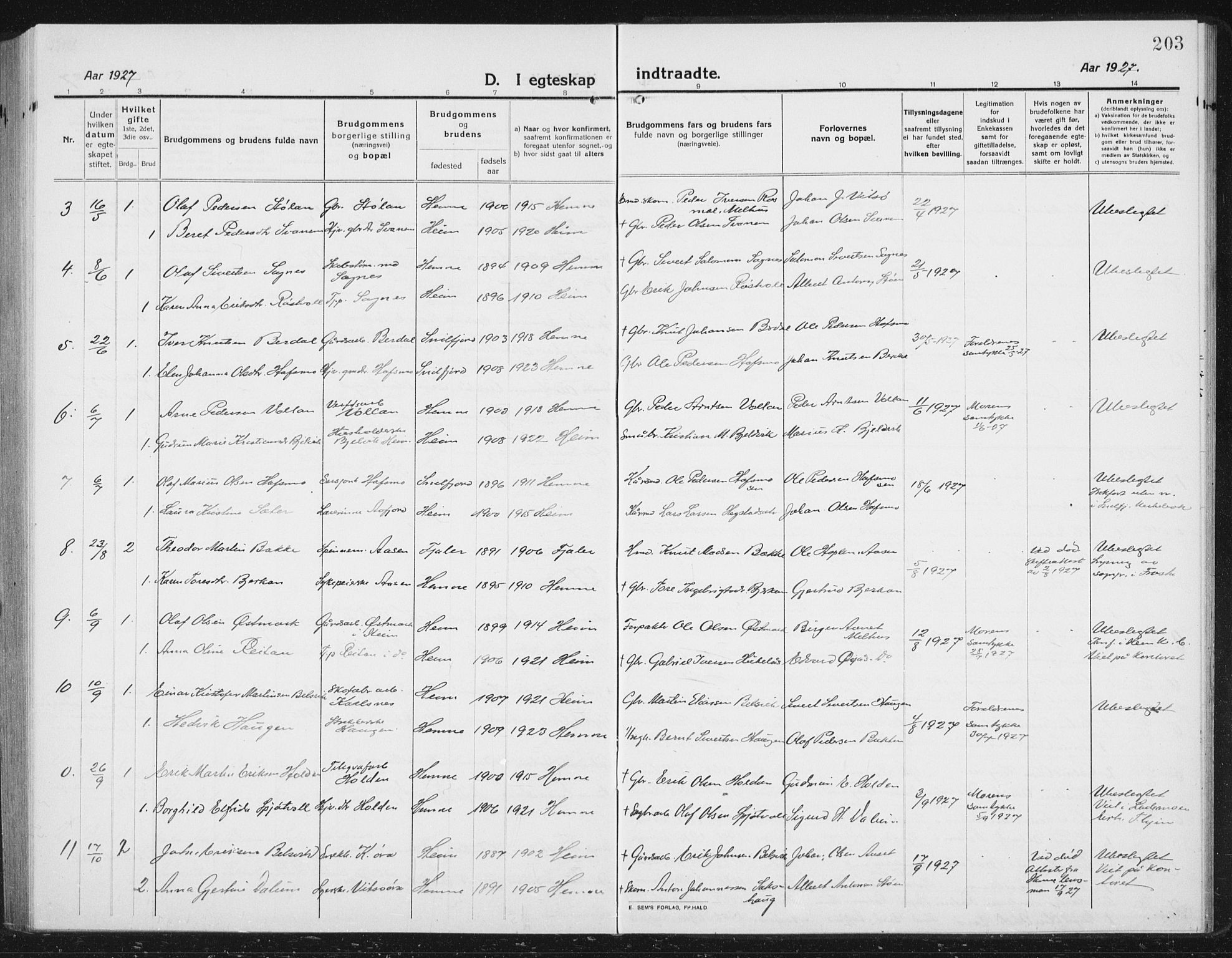 Ministerialprotokoller, klokkerbøker og fødselsregistre - Sør-Trøndelag, SAT/A-1456/630/L0506: Parish register (copy) no. 630C04, 1914-1933, p. 203