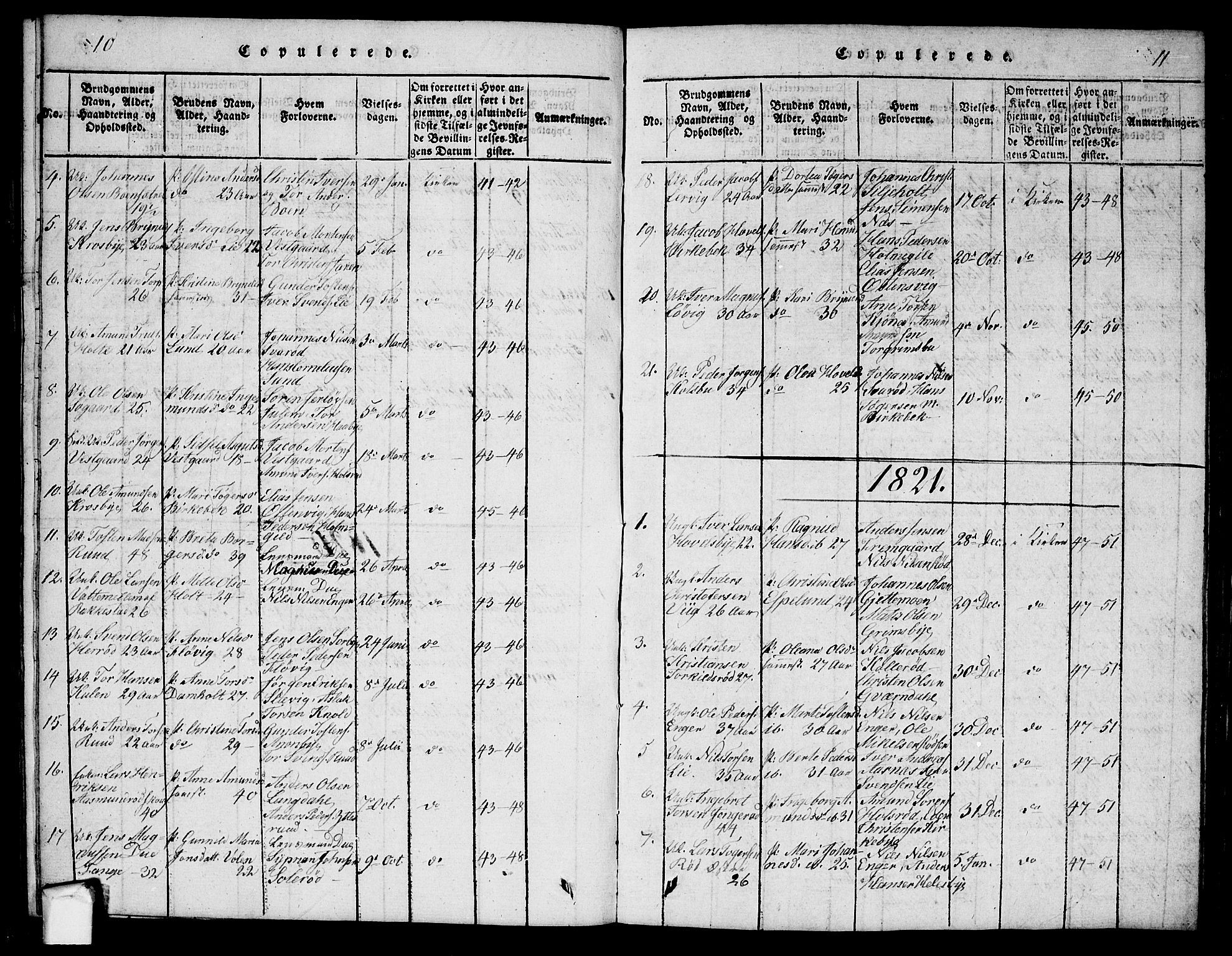 Aremark prestekontor Kirkebøker, AV/SAO-A-10899/G/Ga/L0001: Parish register (copy) no.  I 1, 1814-1834, p. 10-11