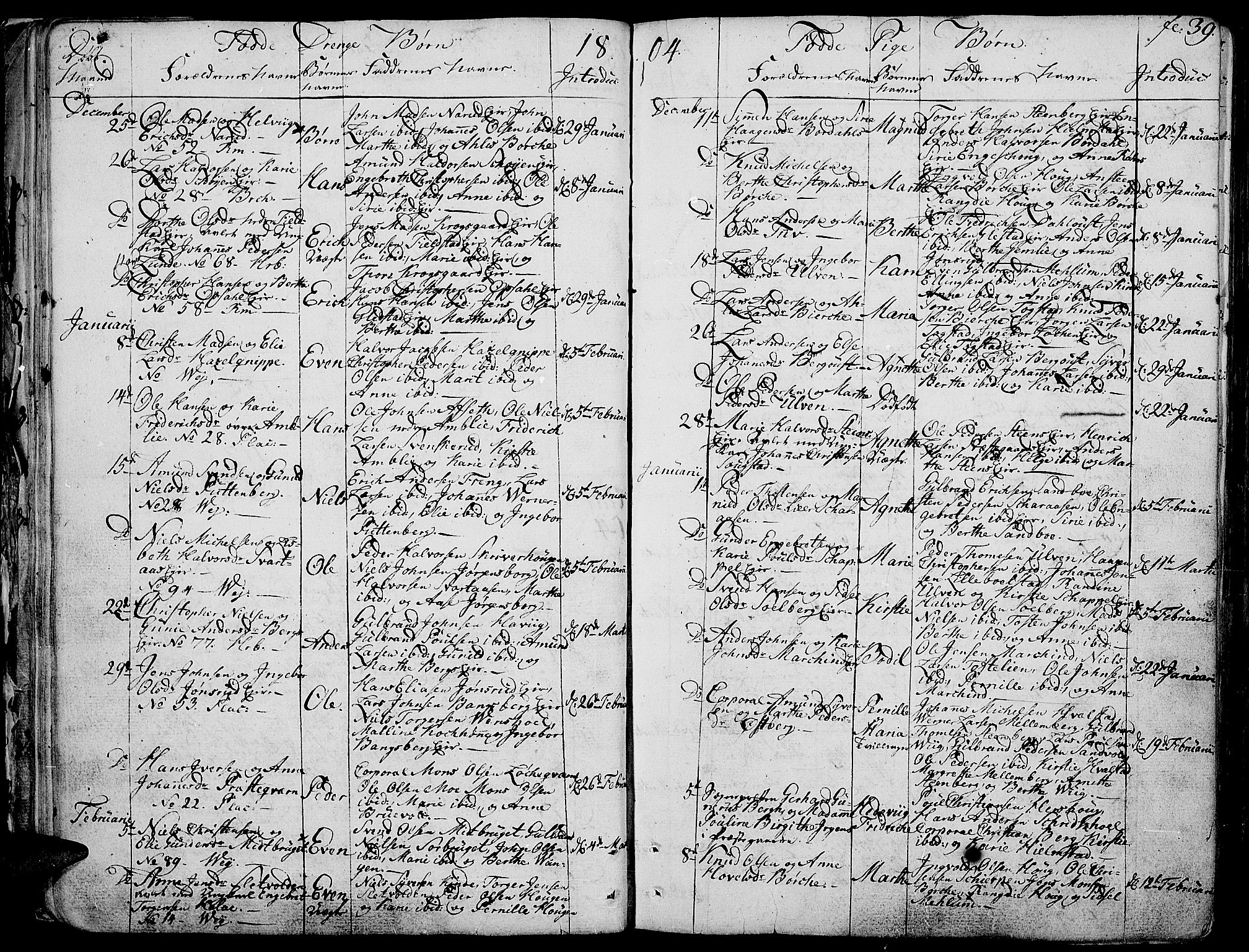 Ringsaker prestekontor, AV/SAH-PREST-014/K/Ka/L0004: Parish register (official) no. 4, 1799-1814, p. 39