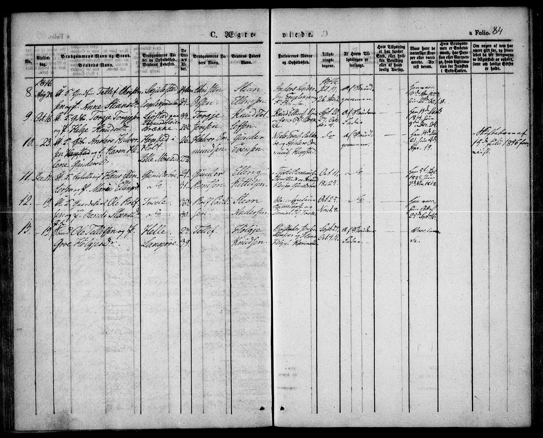 Austre Moland sokneprestkontor, SAK/1111-0001/F/Fa/Faa/L0006: Parish register (official) no. A 6, 1837-1846, p. 84