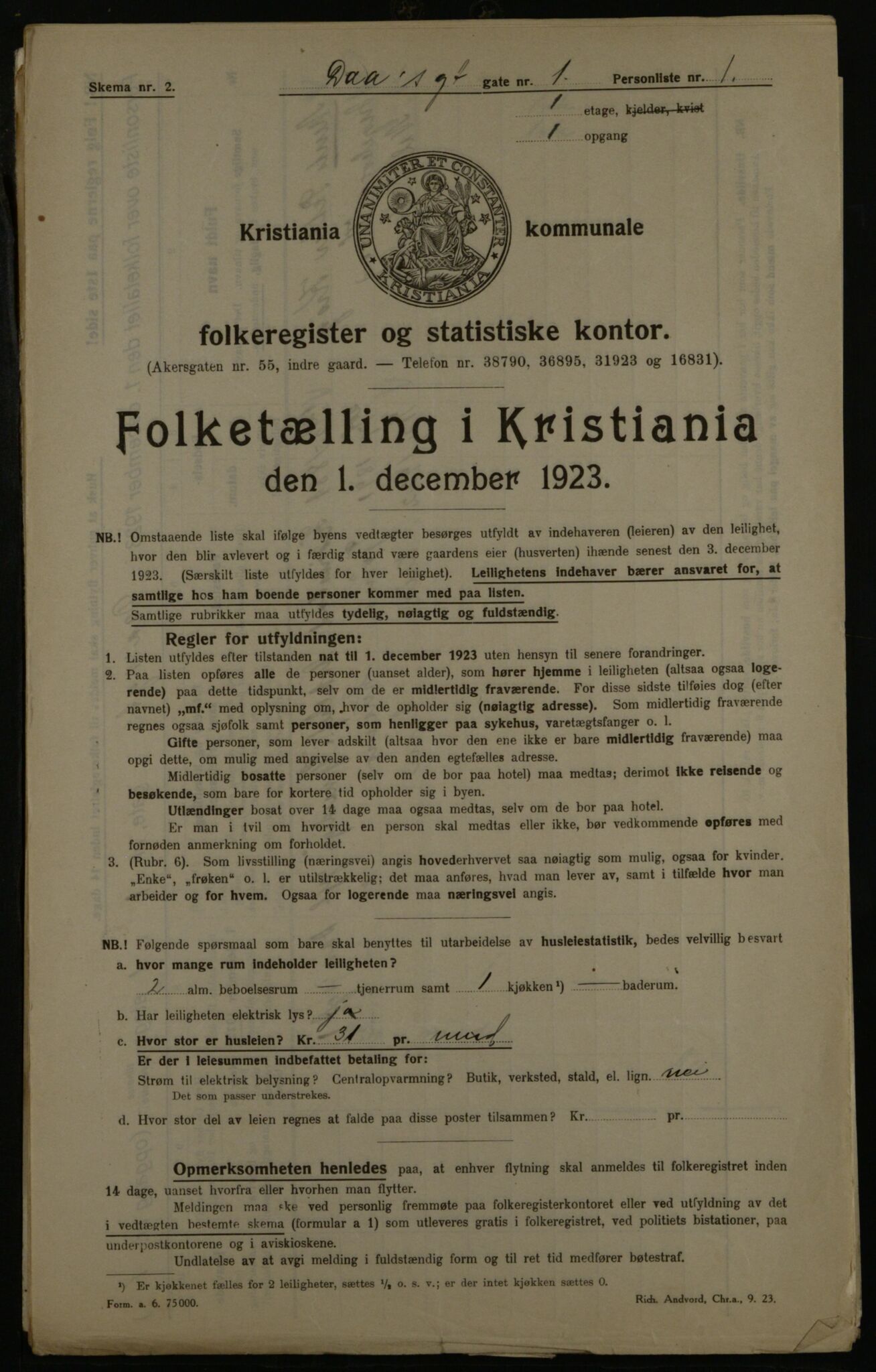 OBA, Municipal Census 1923 for Kristiania, 1923, p. 19983