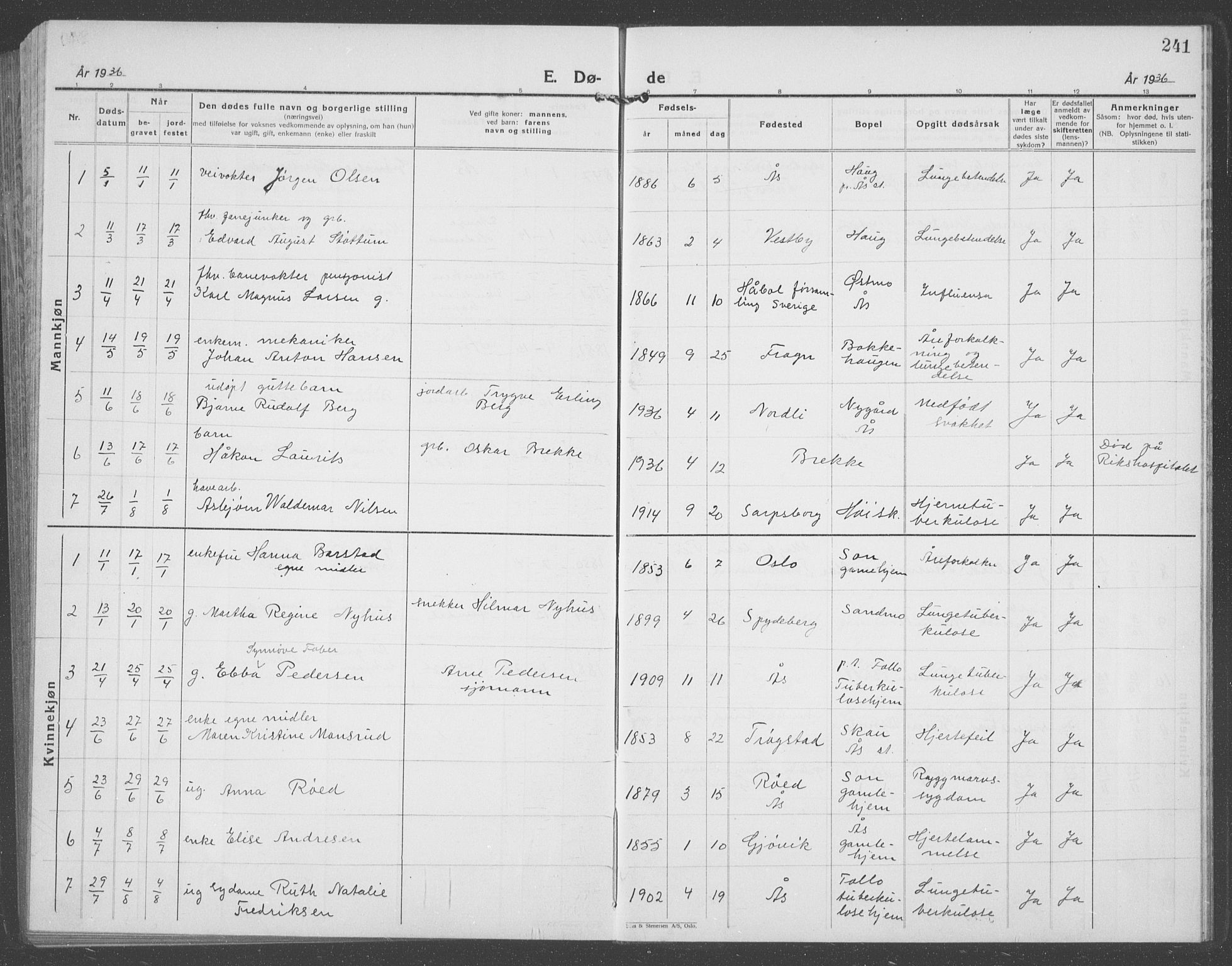 Ås prestekontor Kirkebøker, AV/SAO-A-10894/G/Ga/L0006: Parish register (copy) no. I 6, 1925-1940, p. 241