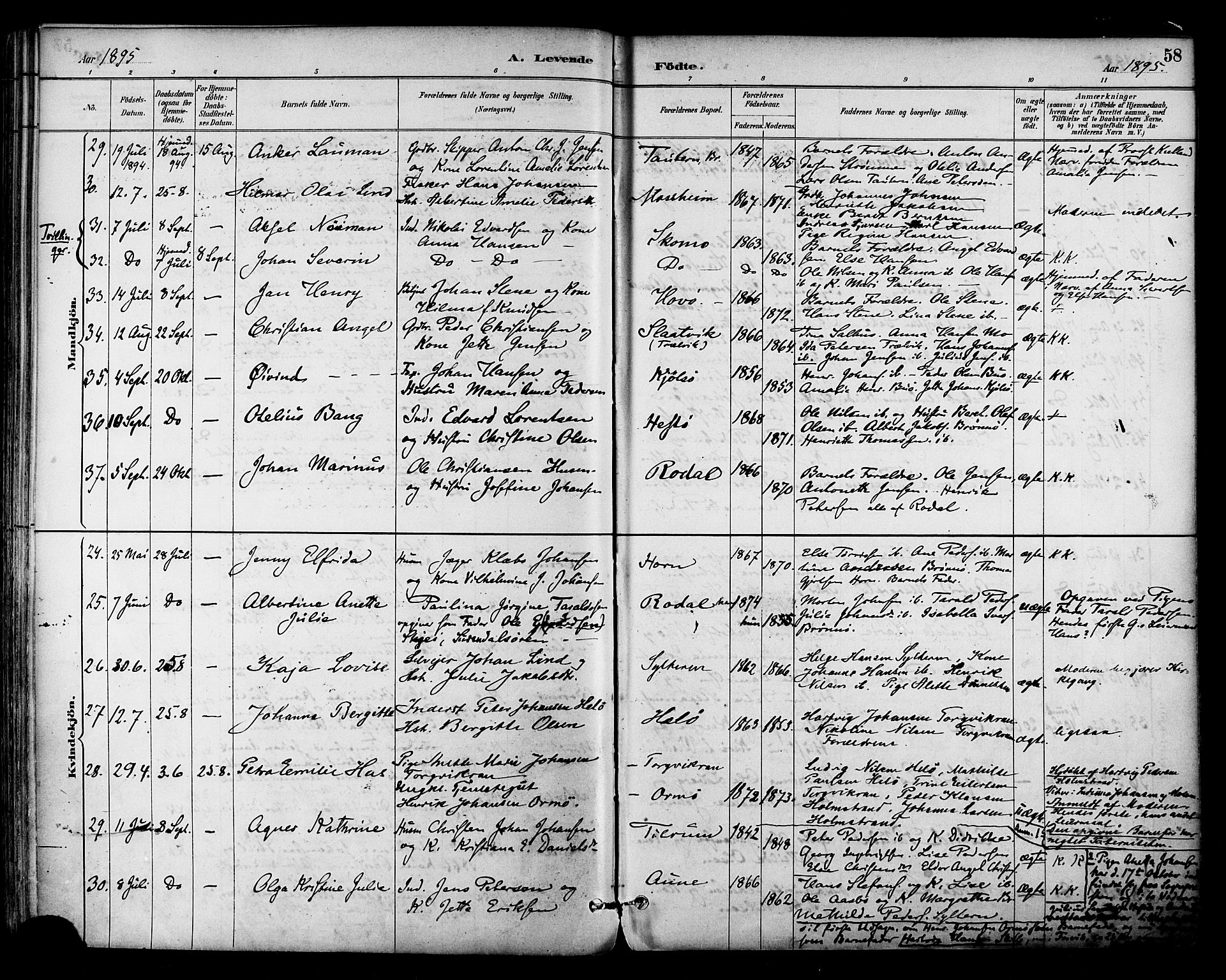Ministerialprotokoller, klokkerbøker og fødselsregistre - Nordland, AV/SAT-A-1459/813/L0200: Parish register (official) no. 813A10, 1886-1900, p. 58