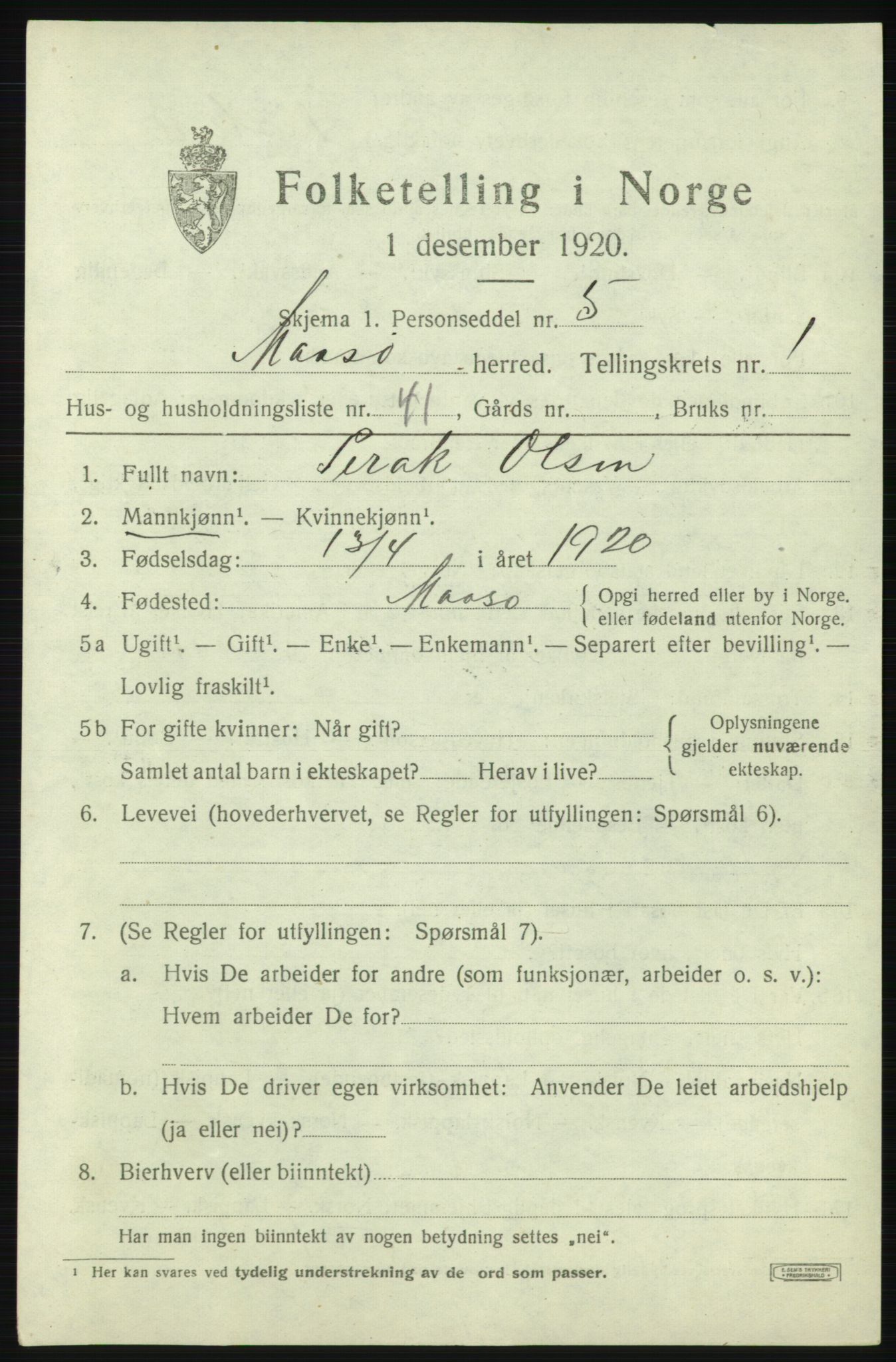 SATØ, 1920 census for Måsøy, 1920, p. 1270