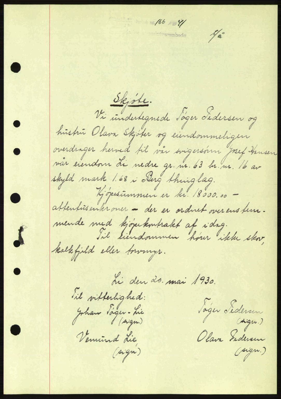 Idd og Marker sorenskriveri, AV/SAO-A-10283/G/Gb/Gbb/L0004: Mortgage book no. A4, 1940-1941, Diary no: : 166/1941