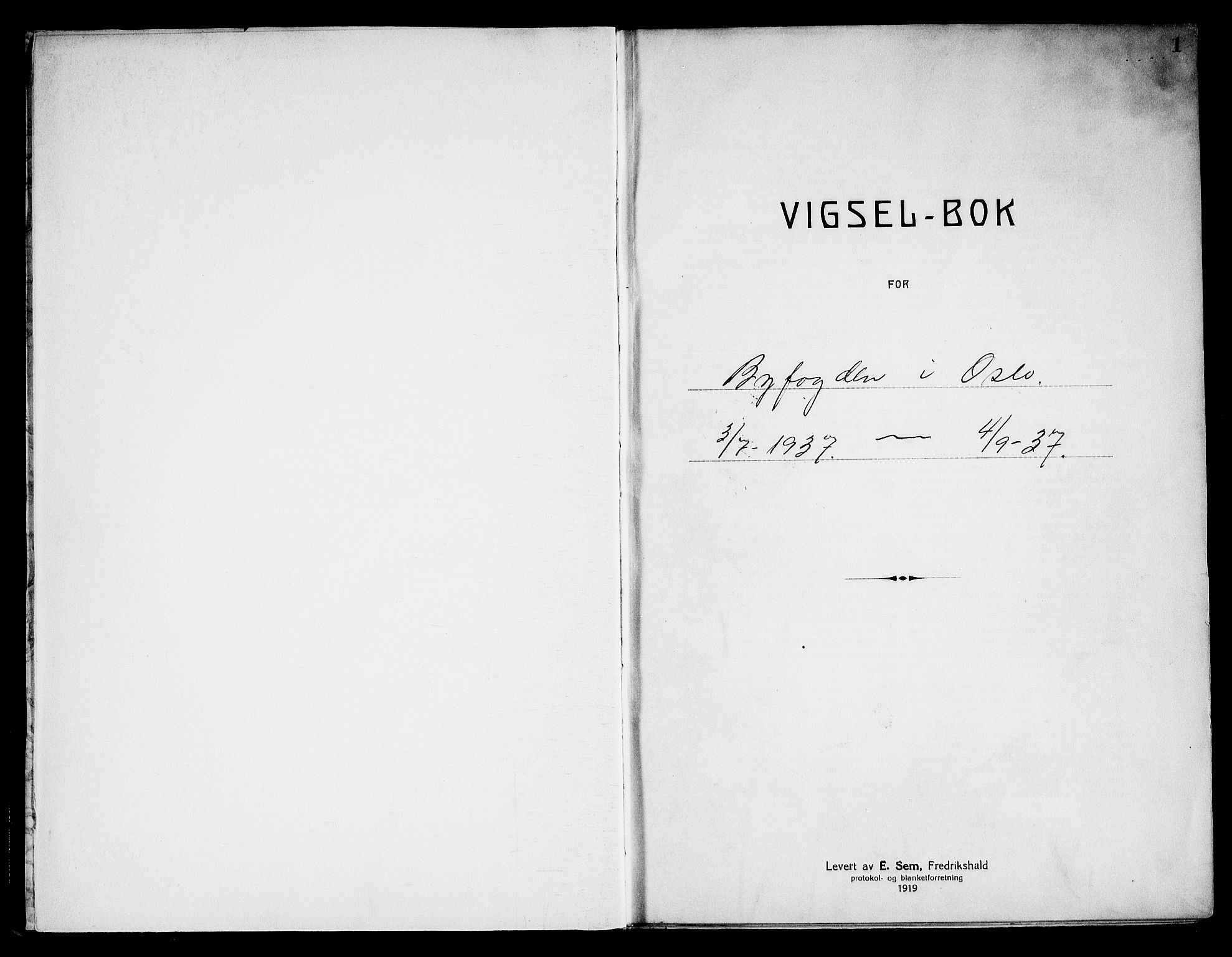 Oslo byfogd avd. I, SAO/A-10220/L/Lb/Lbb/L0028: Notarialprotokoll, rekke II: Vigsler, 1937, p. 1a