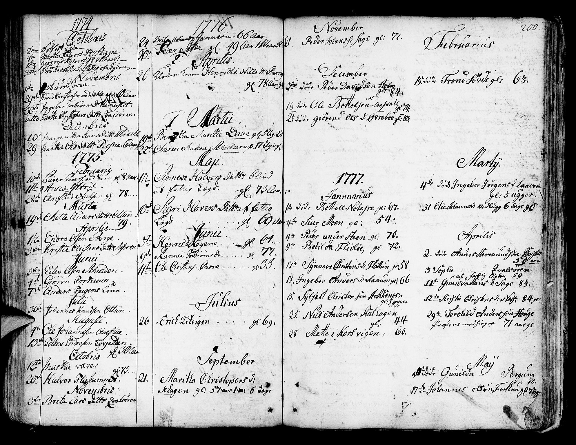 Luster sokneprestembete, SAB/A-81101/H/Haa/Haaa/L0001: Parish register (official) no. A 1, 1731-1803, p. 200