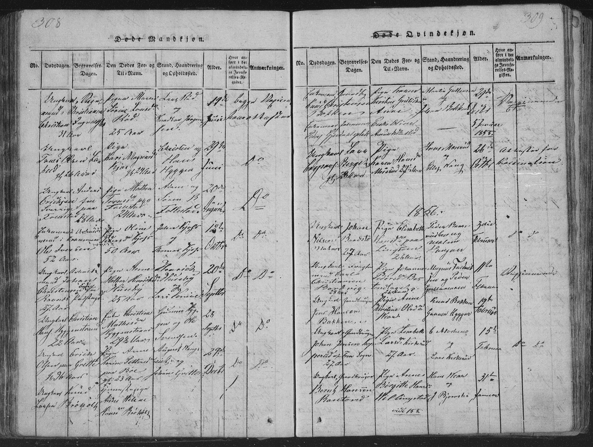 Røyken kirkebøker, AV/SAKO-A-241/G/Ga/L0003: Parish register (copy) no. 3, 1814-1856, p. 308-309