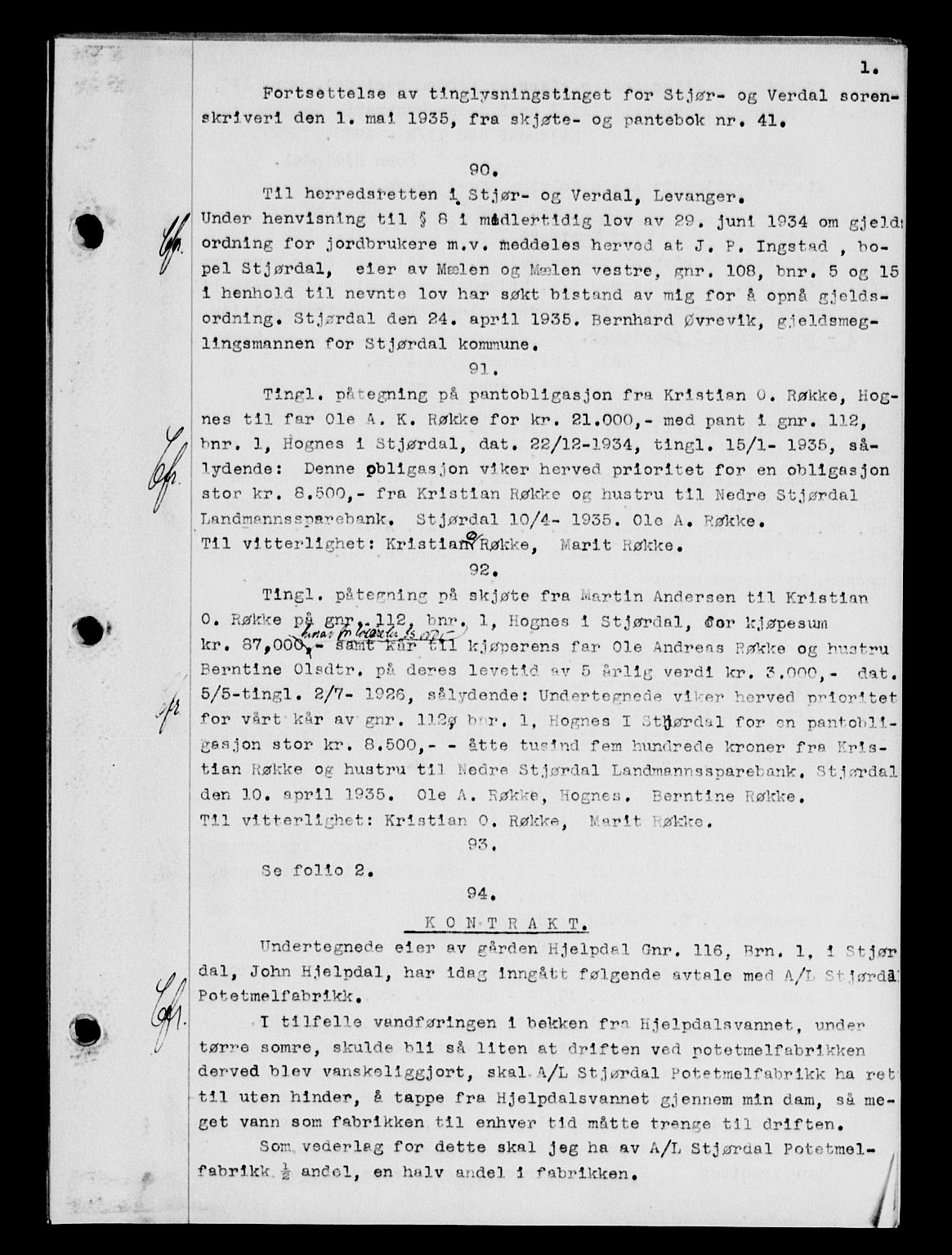 Stjør- og Verdal sorenskriveri, AV/SAT-A-4167/1/2/2C/L0074: Mortgage book no. 42, 1935-1935, Deed date: 01.05.1935