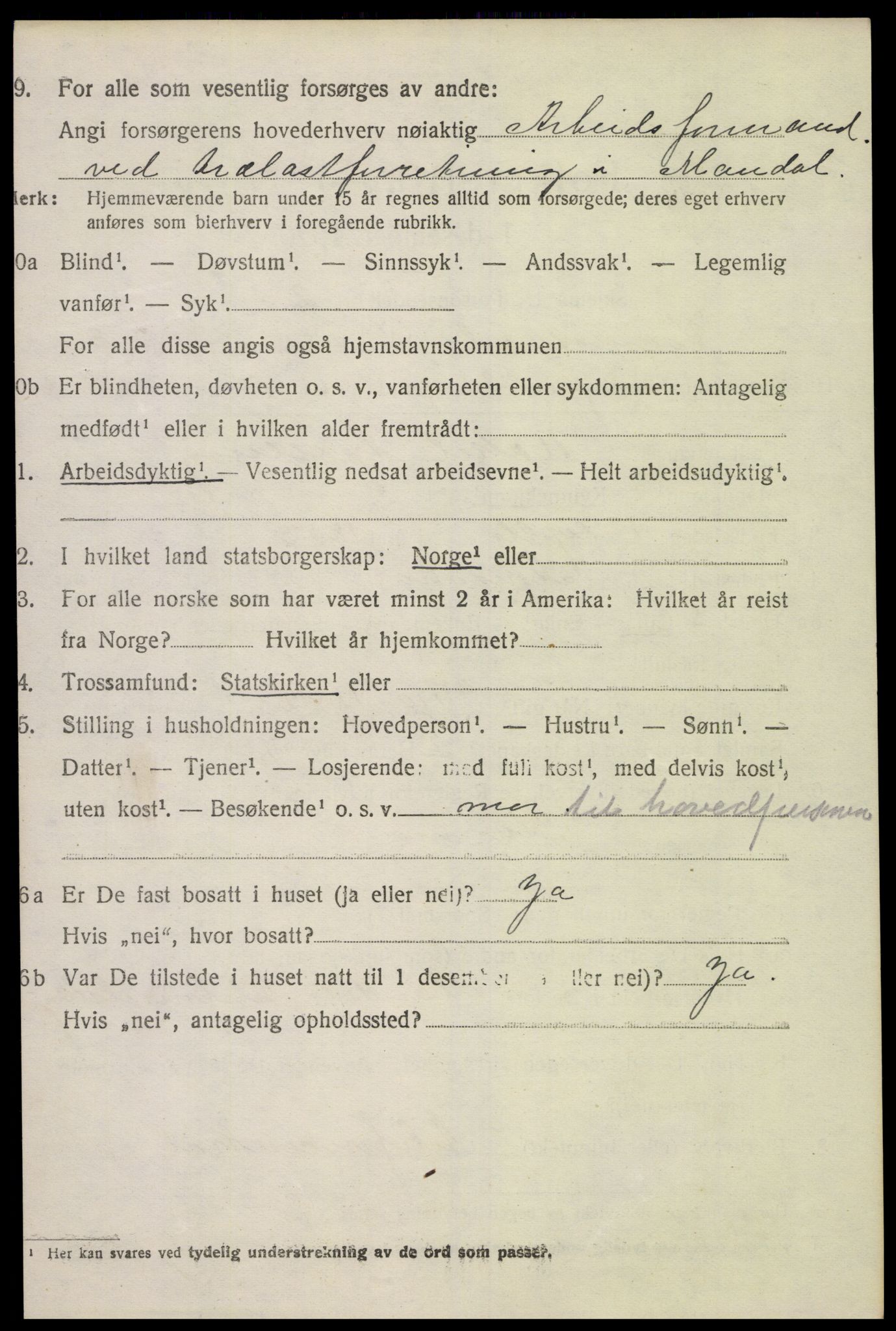 SAK, 1920 census for Vigmostad, 1920, p. 846