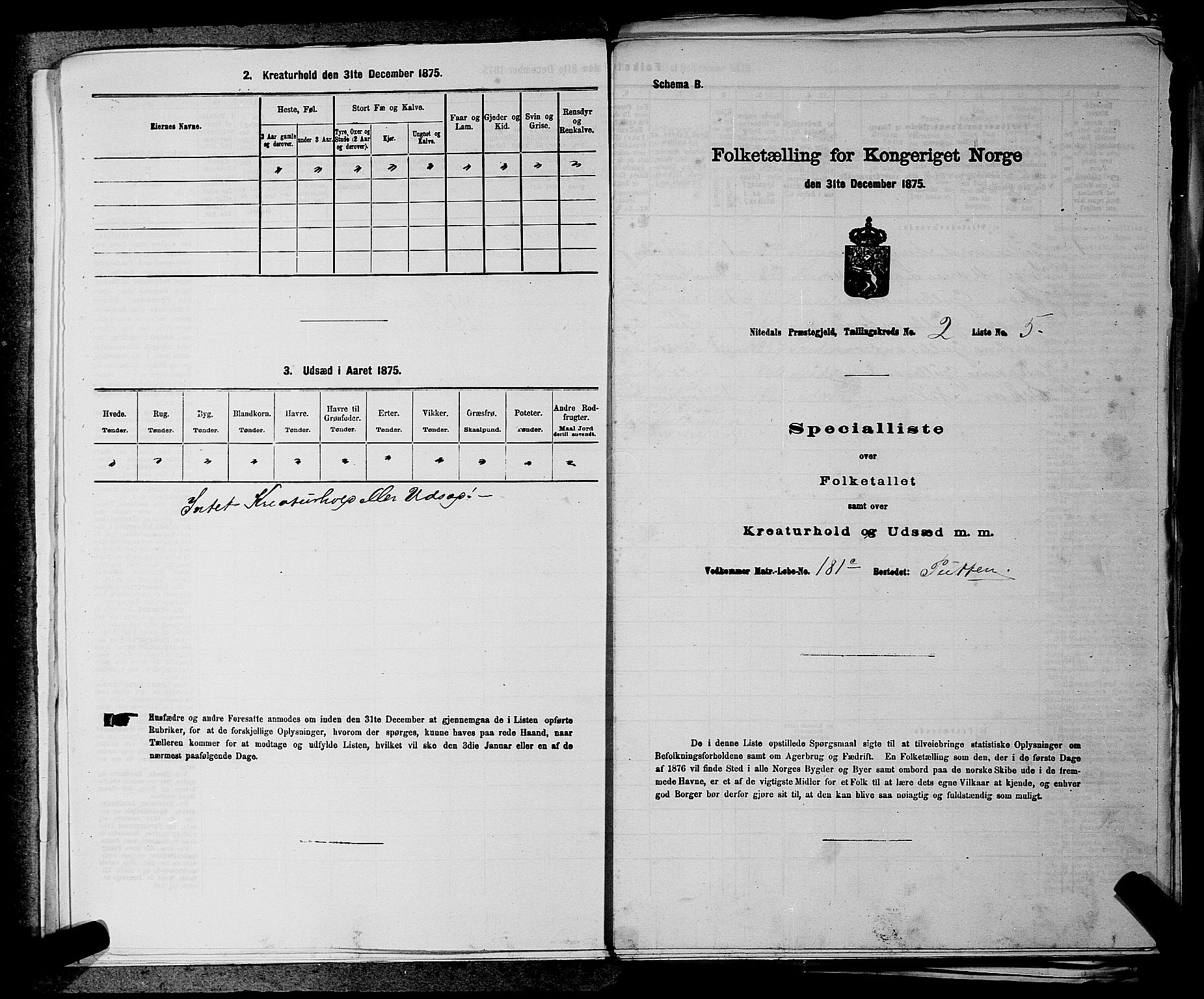 RA, 1875 census for 0233P Nittedal, 1875, p. 202