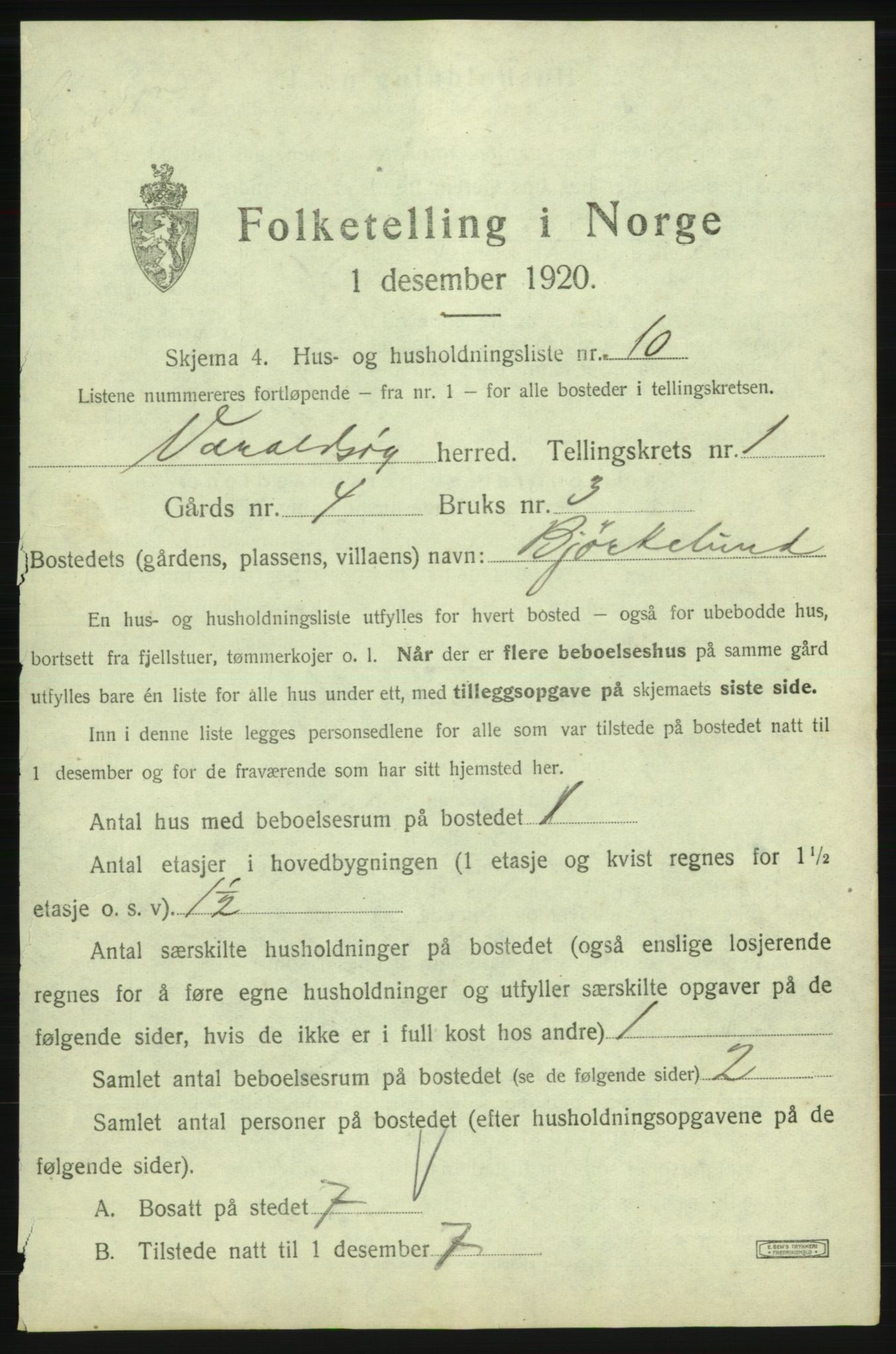 SAB, 1920 census for Varaldsøy, 1920, p. 56