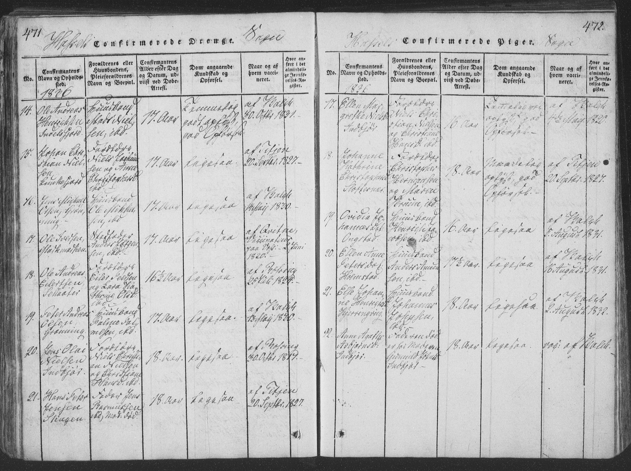 Ministerialprotokoller, klokkerbøker og fødselsregistre - Nordland, SAT/A-1459/888/L1262: Parish register (copy) no. 888C01, 1820-1836, p. 471-472