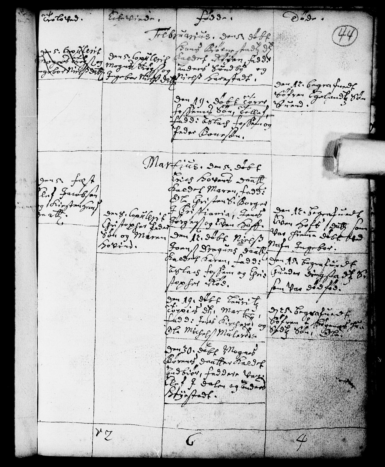 Spydeberg prestekontor Kirkebøker, AV/SAO-A-10924/F/Fa/L0001: Parish register (official) no. I 1, 1696-1738, p. 44