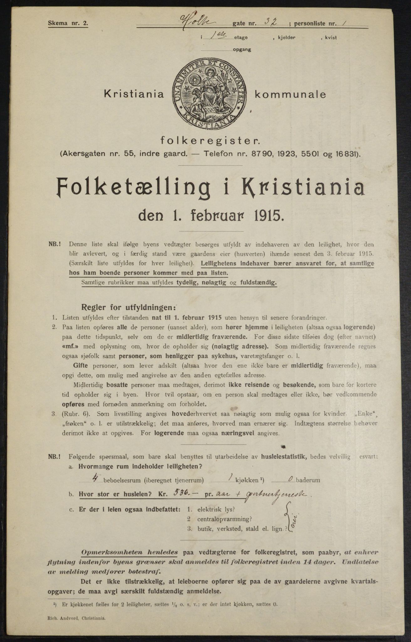 OBA, Municipal Census 1915 for Kristiania, 1915, p. 40957