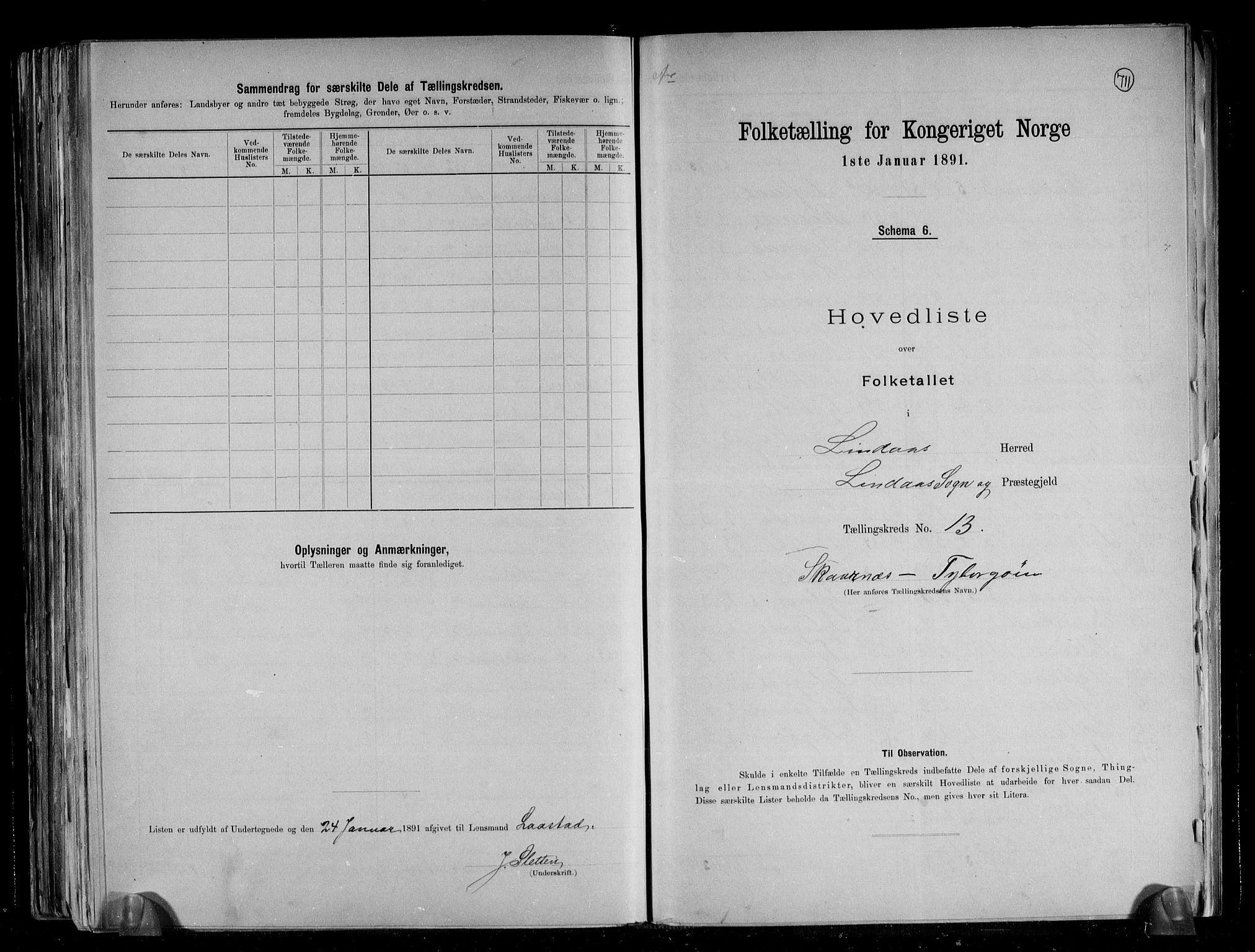 RA, 1891 census for 1263 Lindås, 1891, p. 29