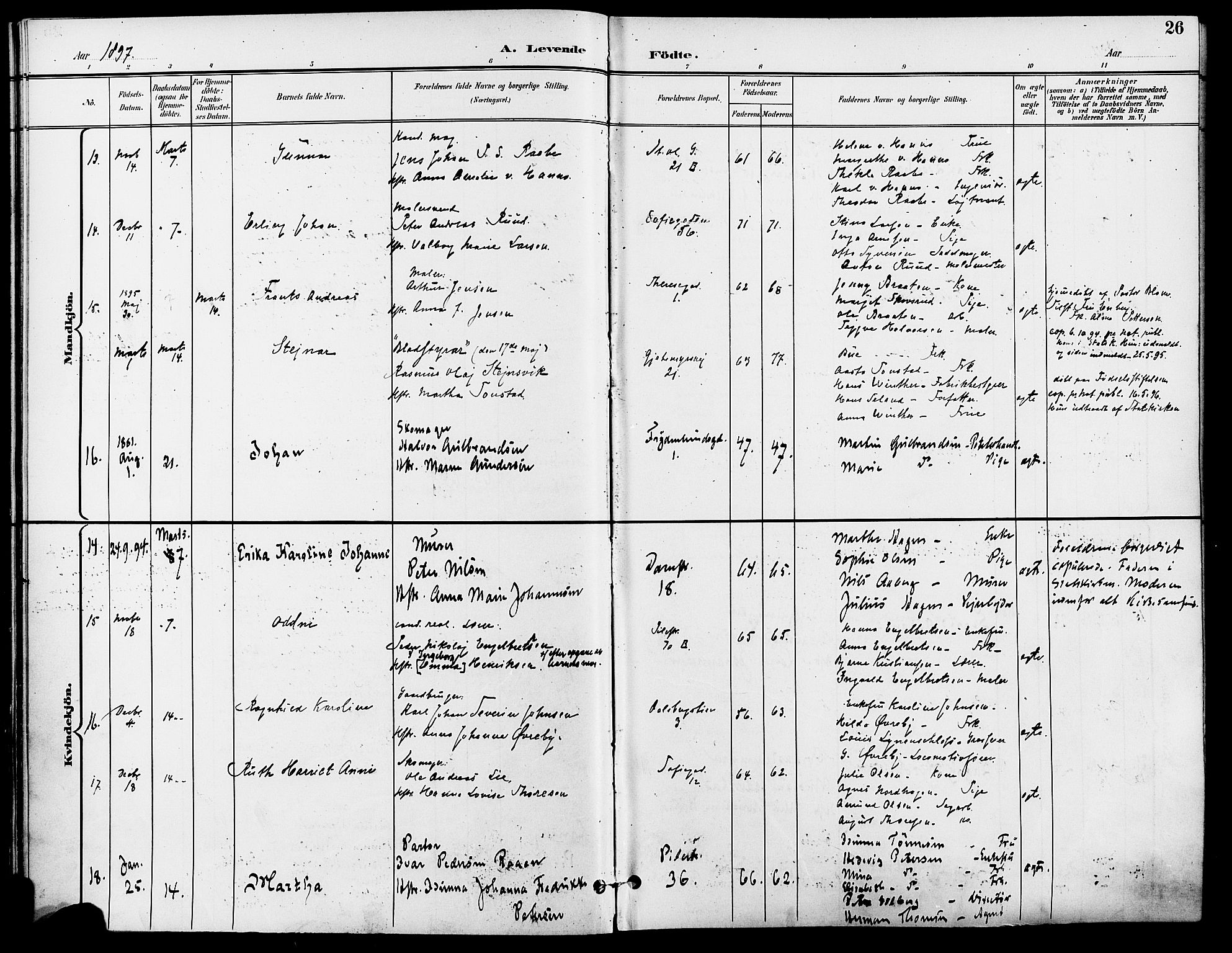 Gamle Aker prestekontor Kirkebøker, AV/SAO-A-10617a/F/L0011: Parish register (official) no. 11, 1896-1901, p. 26