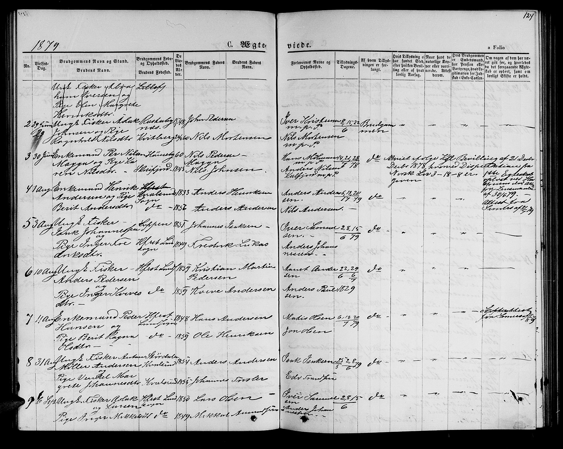 Hammerfest sokneprestkontor, AV/SATØ-S-1347/H/Hb/L0005.klokk: Parish register (copy) no. 5, 1869-1884, p. 124