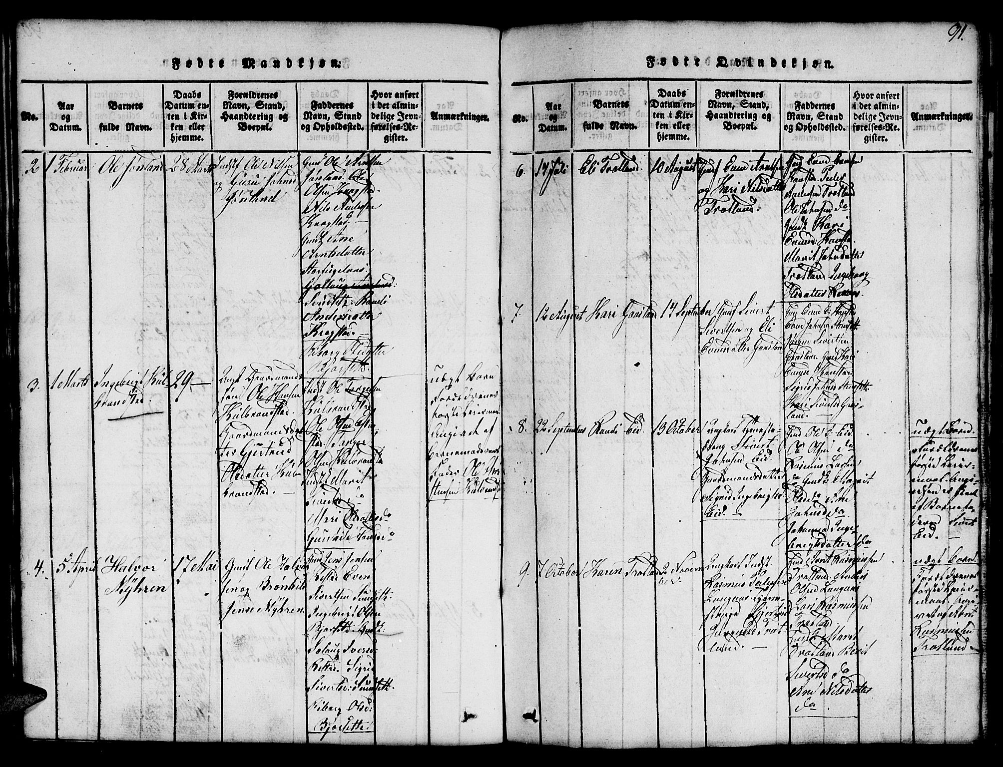 Ministerialprotokoller, klokkerbøker og fødselsregistre - Sør-Trøndelag, AV/SAT-A-1456/694/L1130: Parish register (copy) no. 694C02, 1816-1857, p. 91