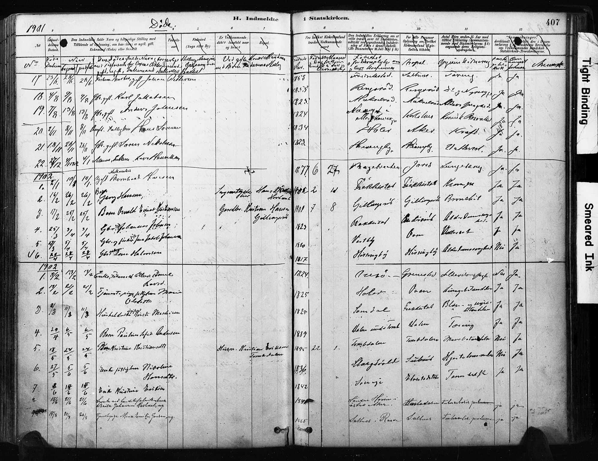 Råde prestekontor kirkebøker, AV/SAO-A-2009/F/Fa/L0007: Parish register (official) no. 7, 1878-1902, p. 407