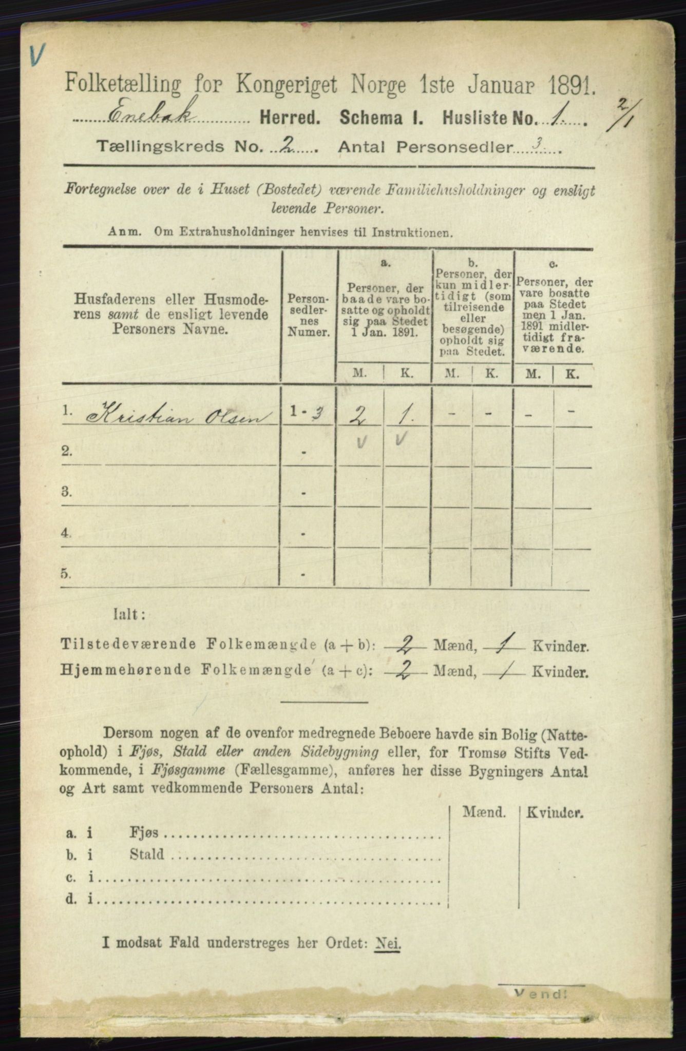 RA, 1891 census for 0229 Enebakk, 1891, p. 704