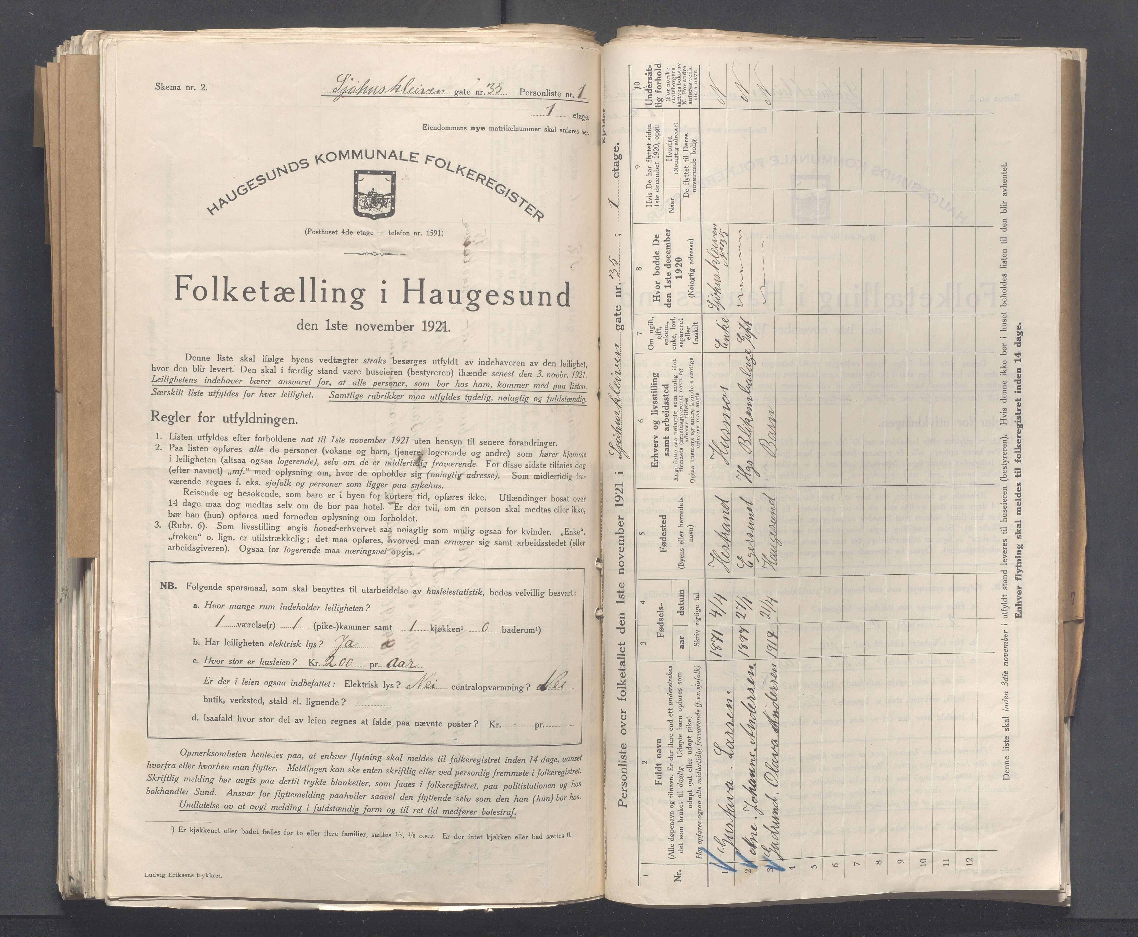 IKAR, Local census 1.11.1921 for Haugesund, 1921, p. 6580