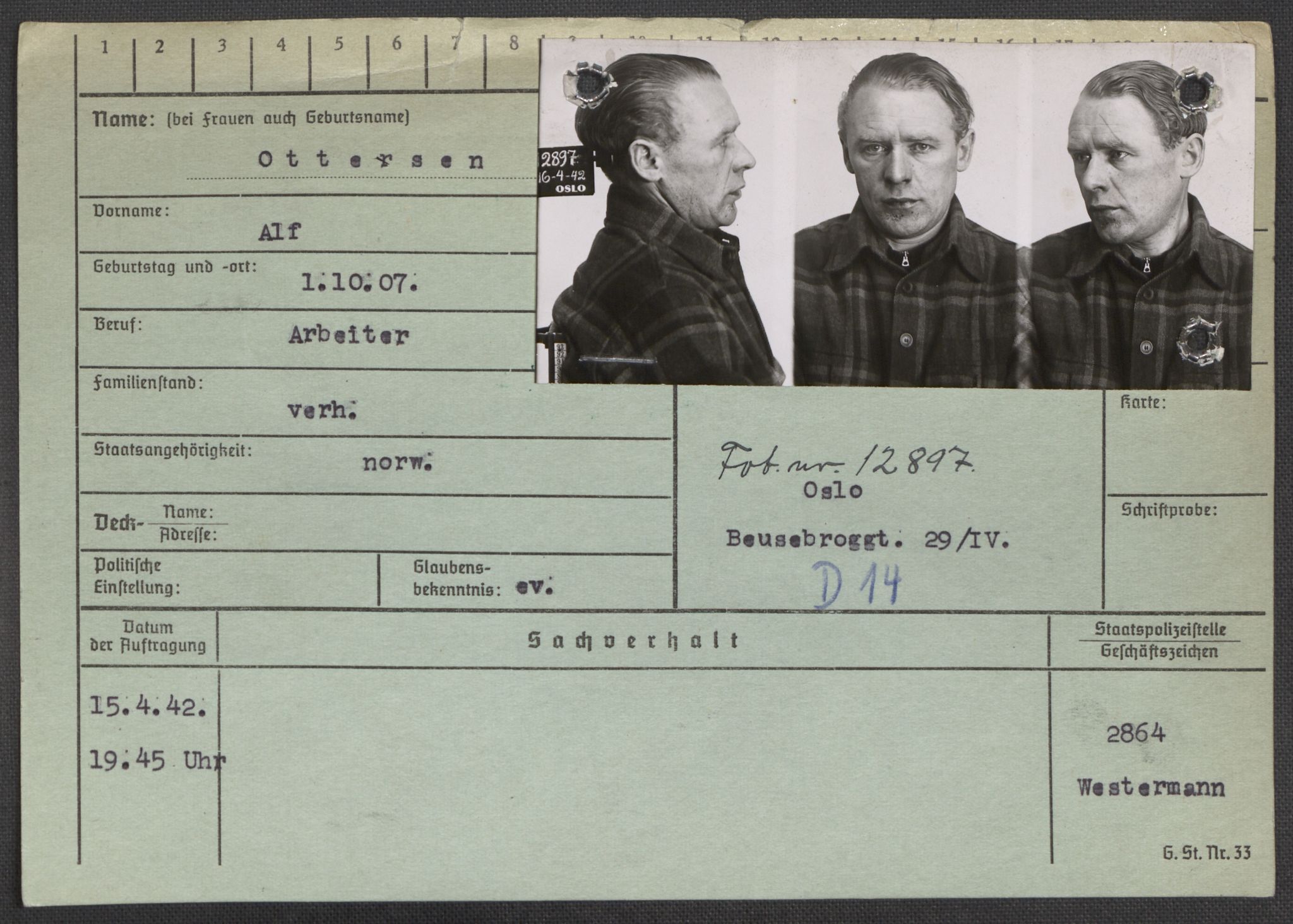 Befehlshaber der Sicherheitspolizei und des SD, RA/RAFA-5969/E/Ea/Eaa/L0008: Register over norske fanger i Møllergata 19: Oelze-Ru, 1940-1945, p. 502