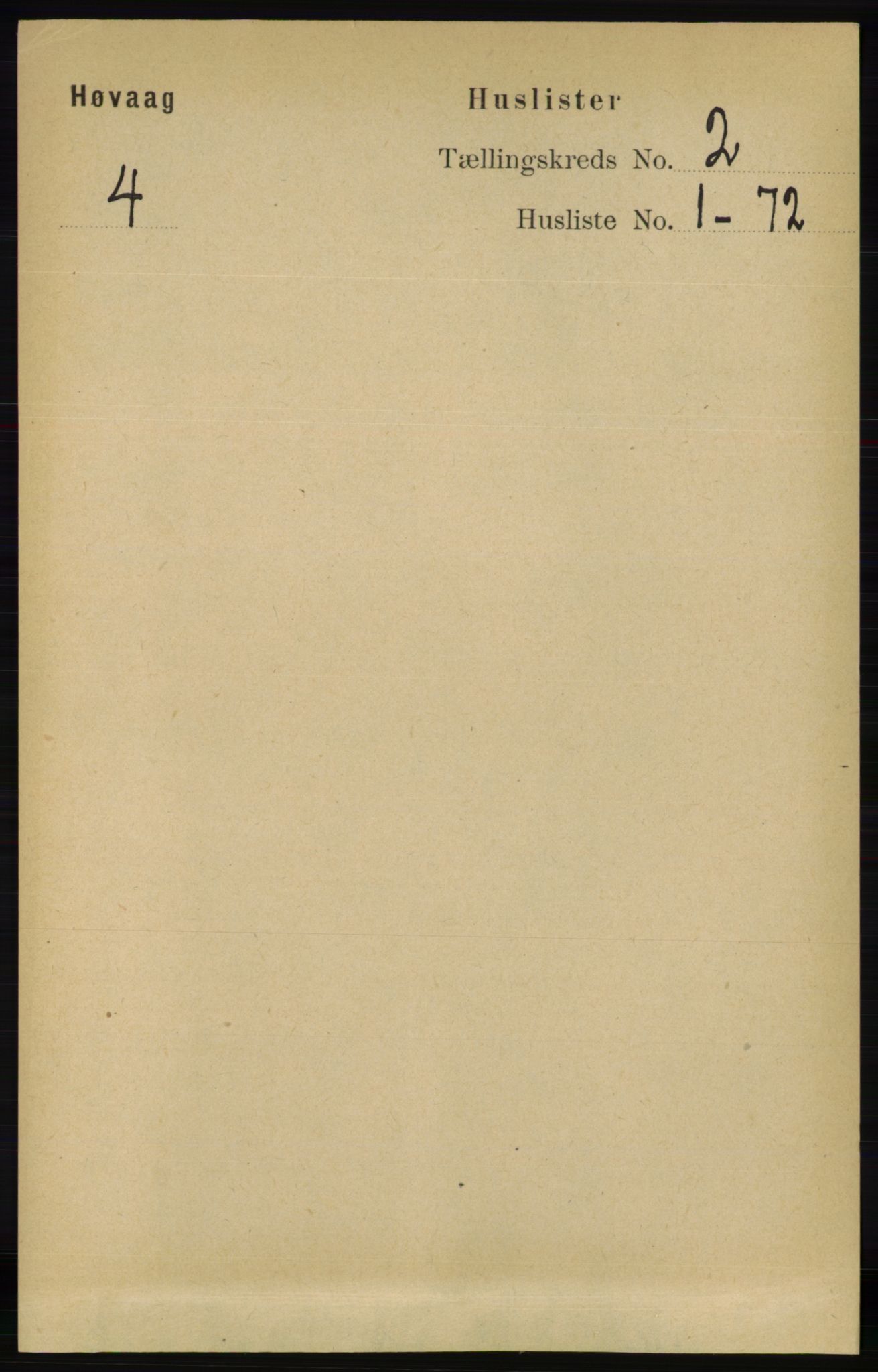 RA, 1891 census for 0927 Høvåg, 1891, p. 464