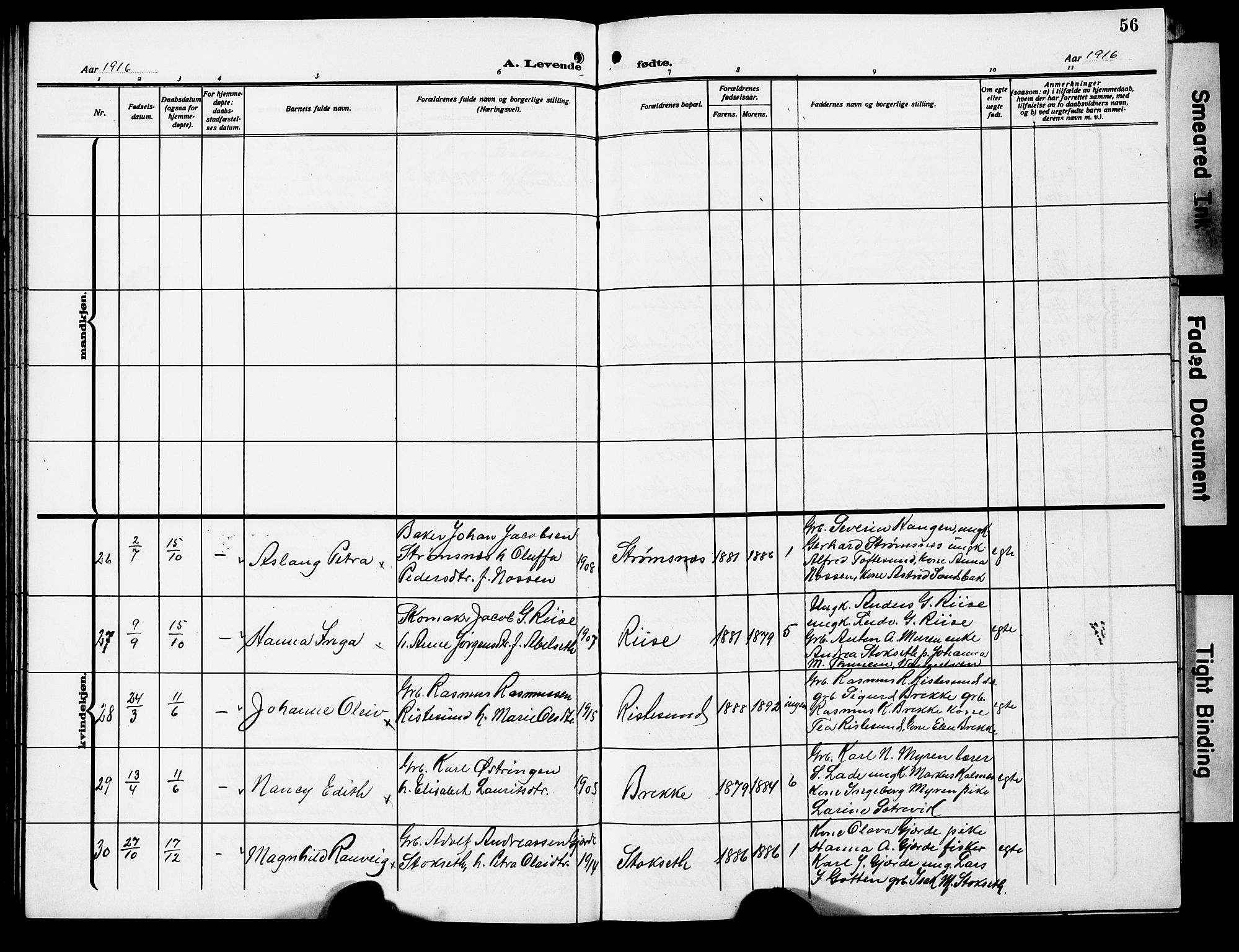 Ministerialprotokoller, klokkerbøker og fødselsregistre - Møre og Romsdal, AV/SAT-A-1454/503/L0050: Parish register (copy) no. 503C05, 1909-1922, p. 56