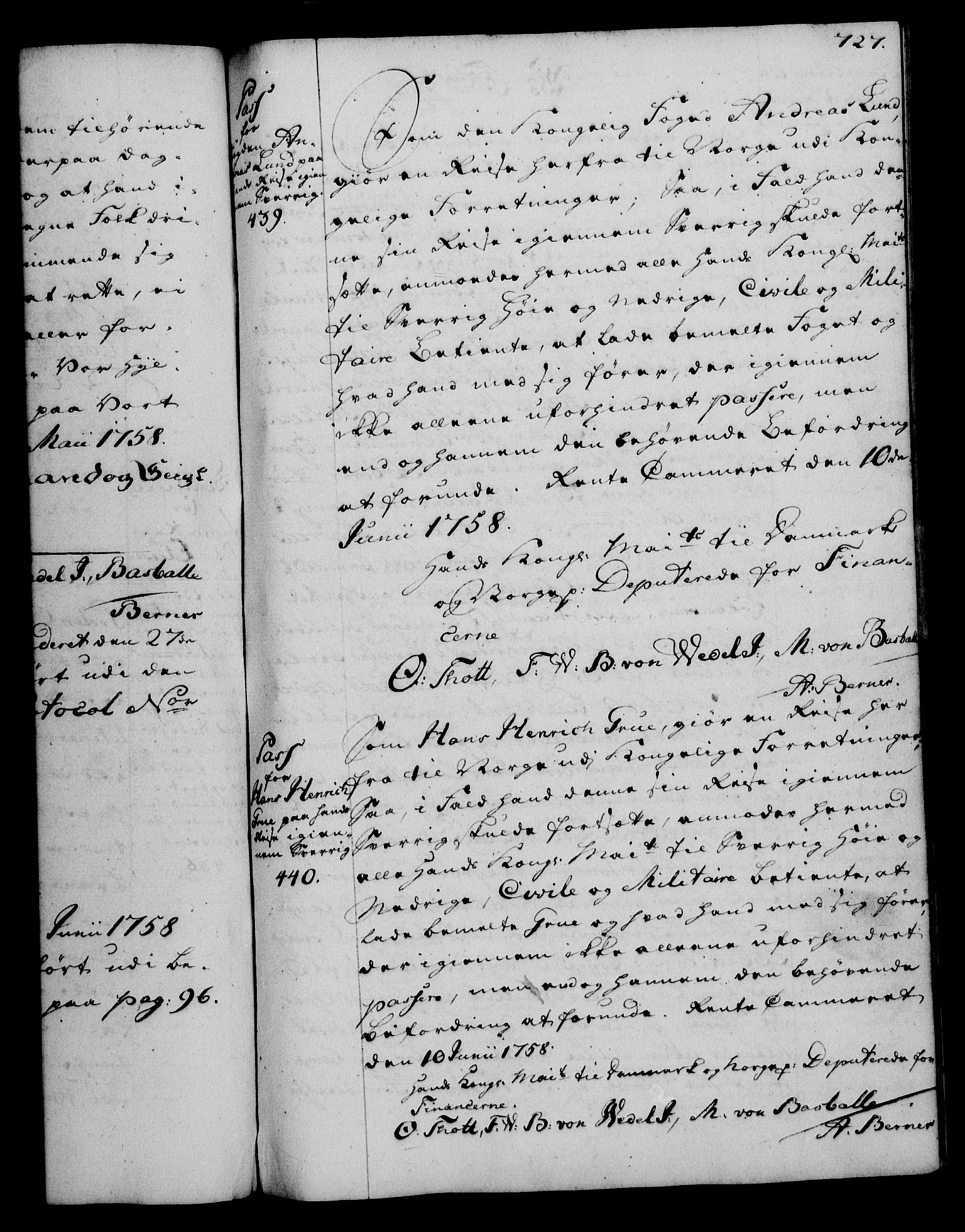 Rentekammeret, Kammerkanselliet, RA/EA-3111/G/Gg/Gga/L0006: Norsk ekspedisjonsprotokoll med register (merket RK 53.6), 1749-1759, p. 727