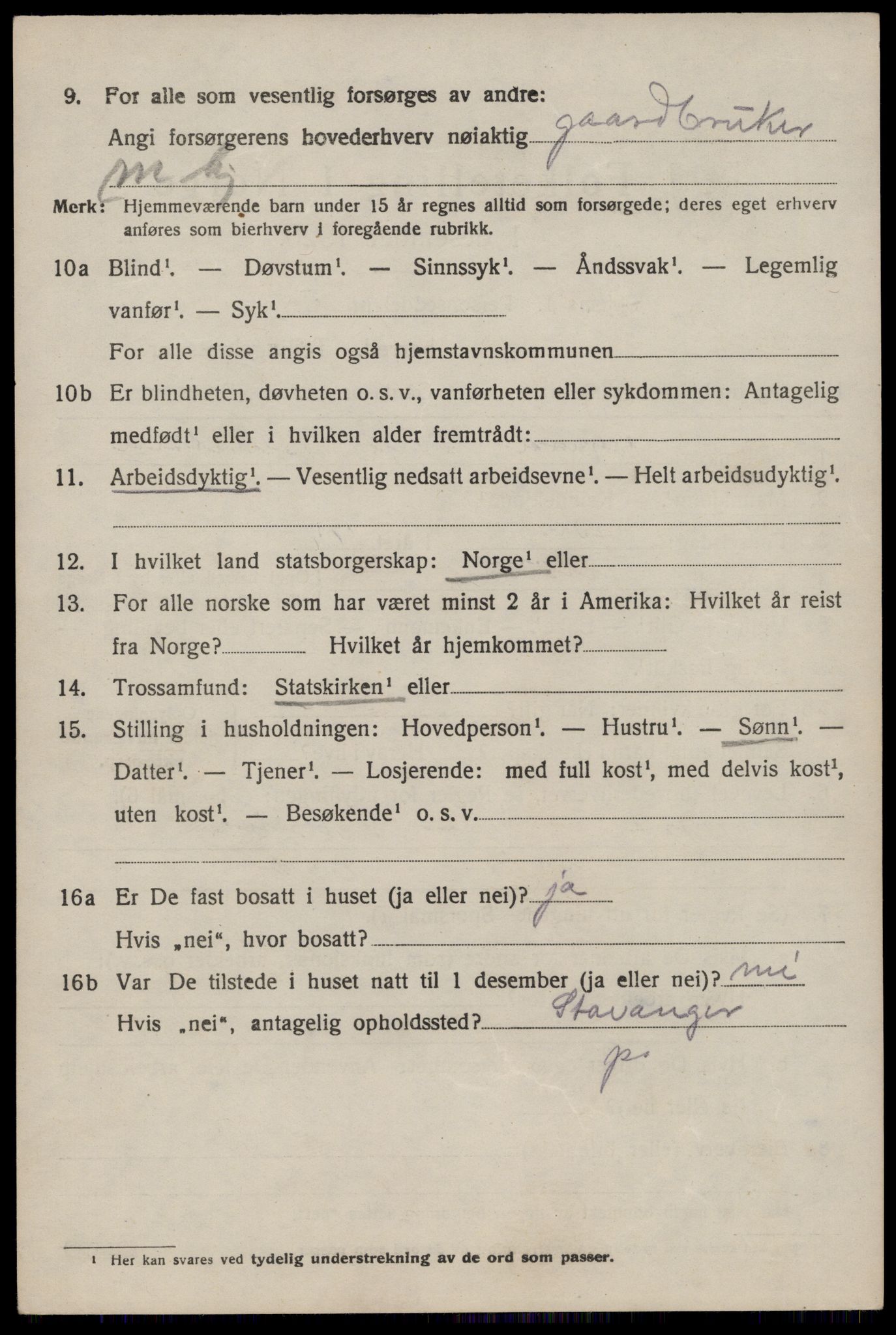 SAST, 1920 census for Finnøy, 1920, p. 2163