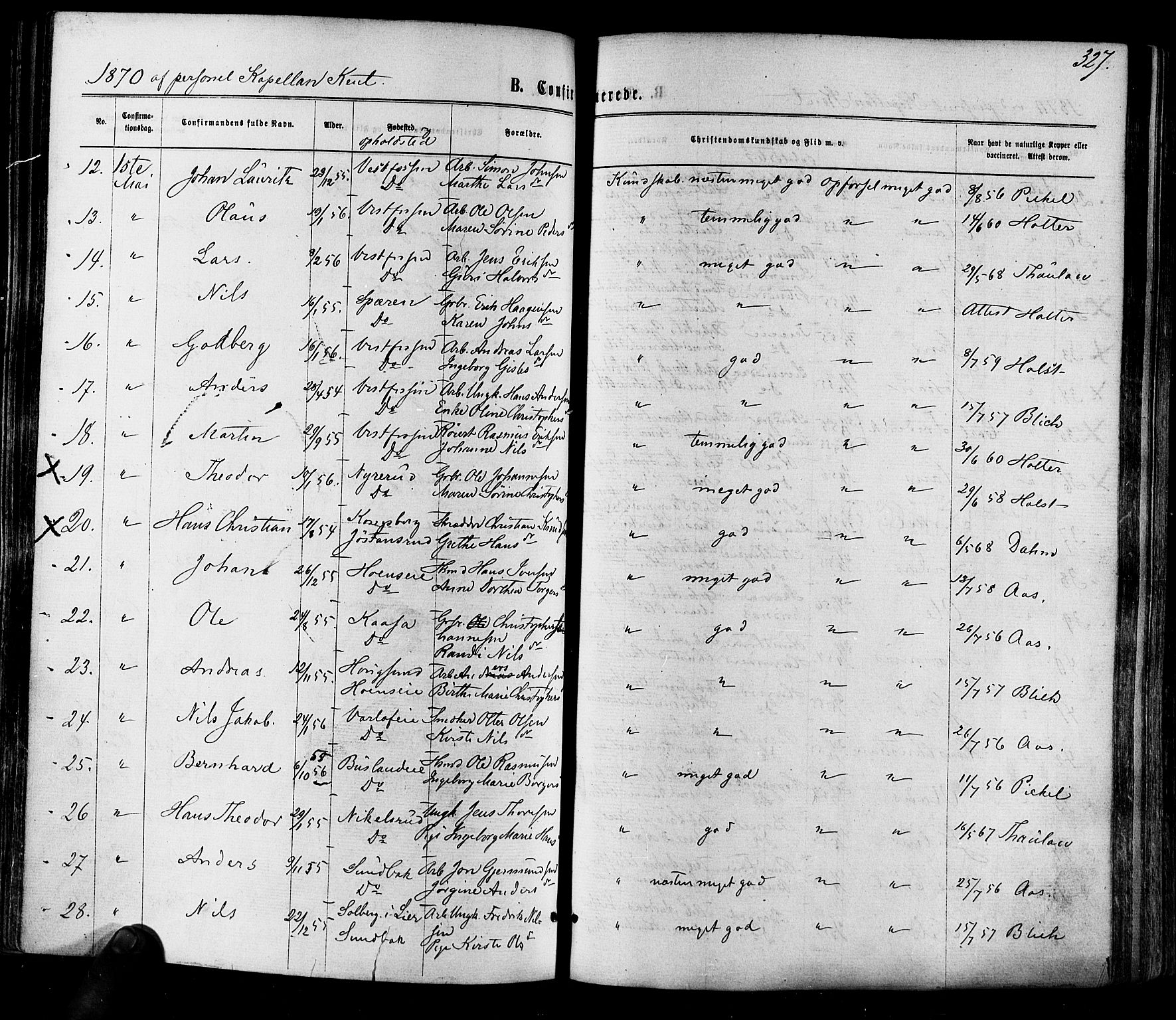 Eiker kirkebøker, AV/SAKO-A-4/F/Fa/L0017: Parish register (official) no. I 17, 1869-1877, p. 327