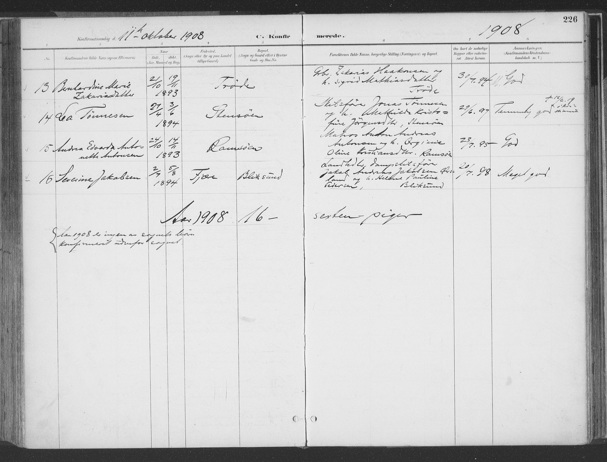 Høvåg sokneprestkontor, AV/SAK-1111-0025/F/Fa/L0006: Parish register (official) no. A 6, 1894-1923, p. 226