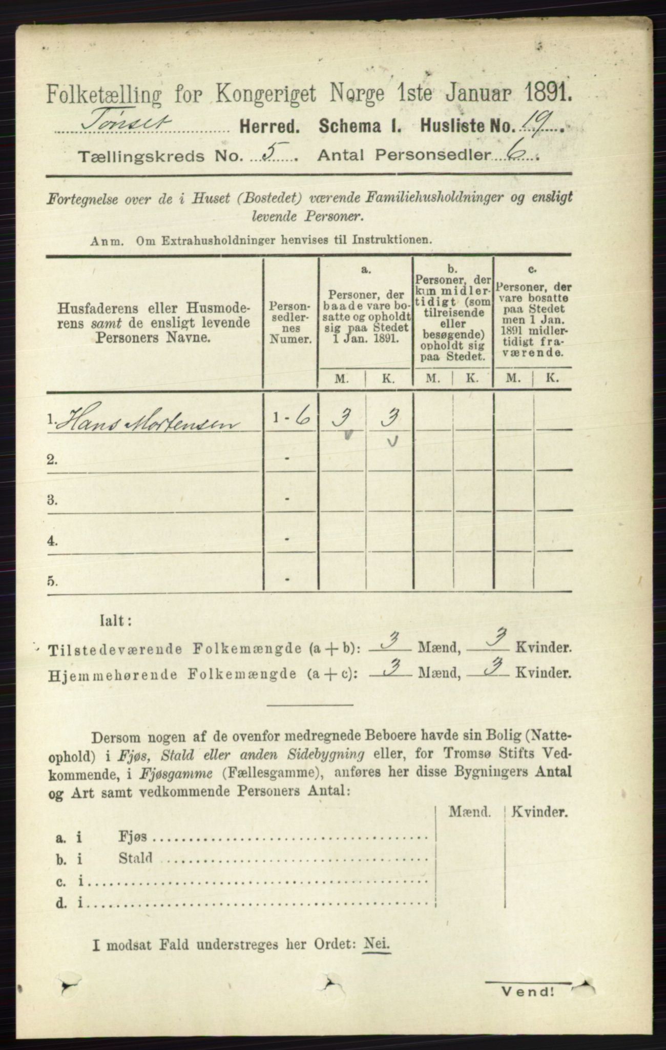 RA, 1891 census for 0437 Tynset, 1891, p. 1032