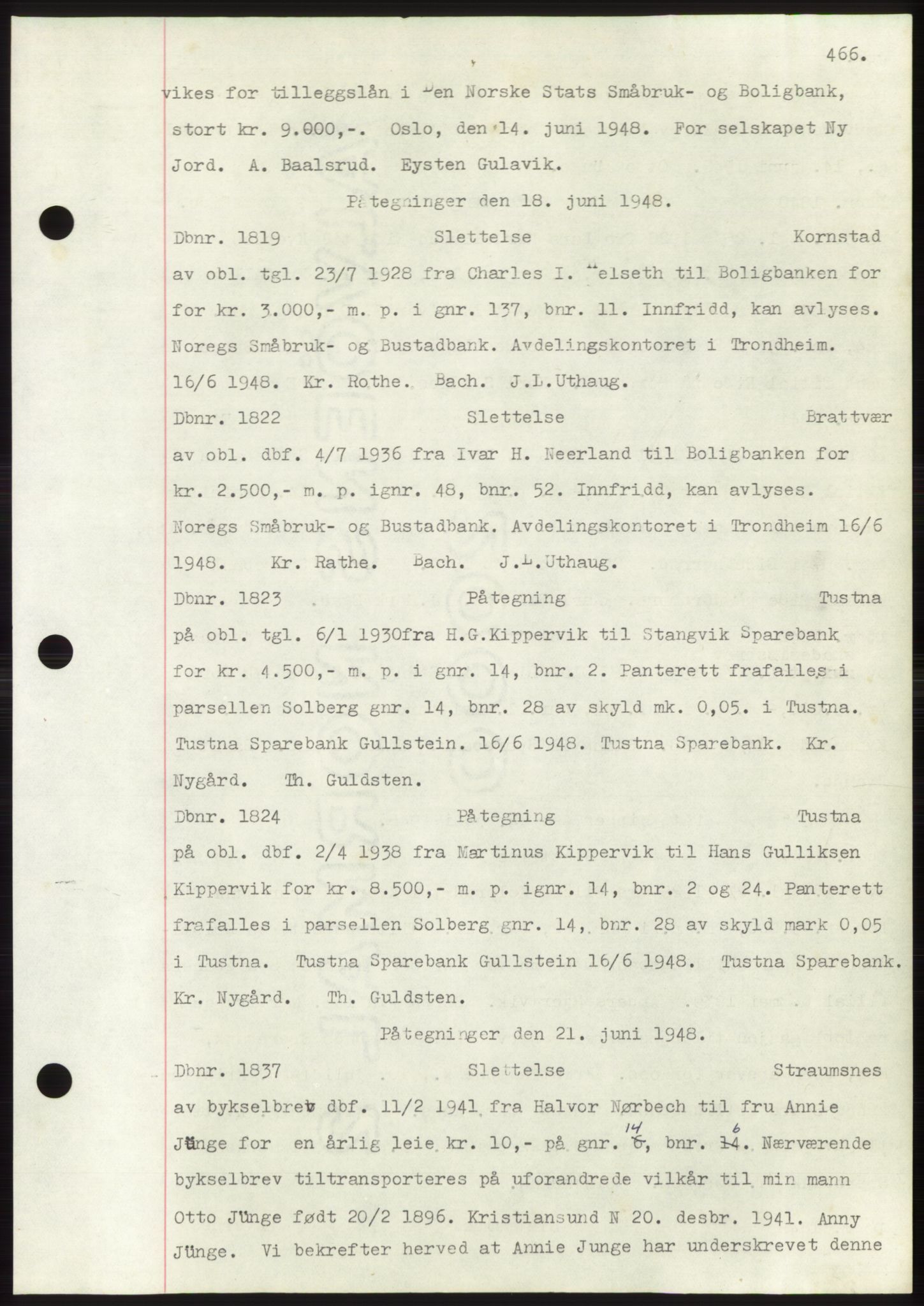 Nordmøre sorenskriveri, SAT/A-4132/1/2/2Ca: Mortgage book no. C82b, 1946-1951, Diary no: : 1819/1948