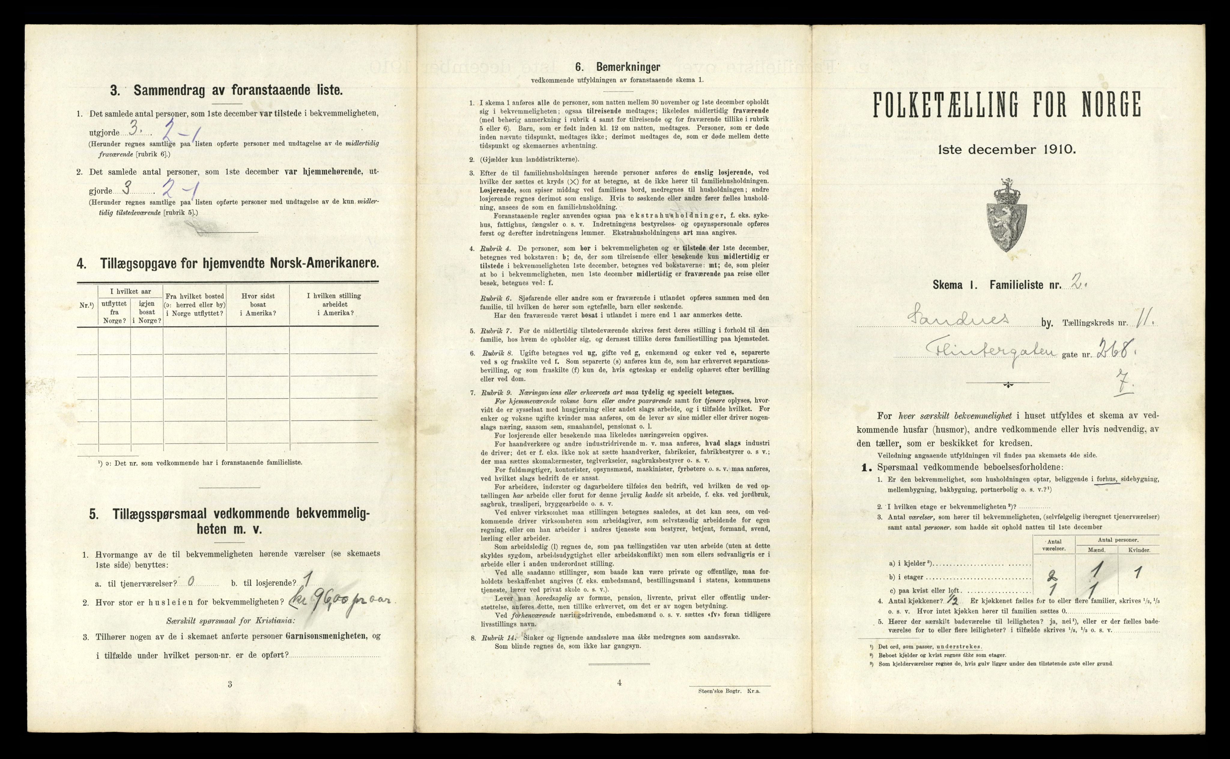 RA, 1910 census for Sandnes, 1910, p. 1176