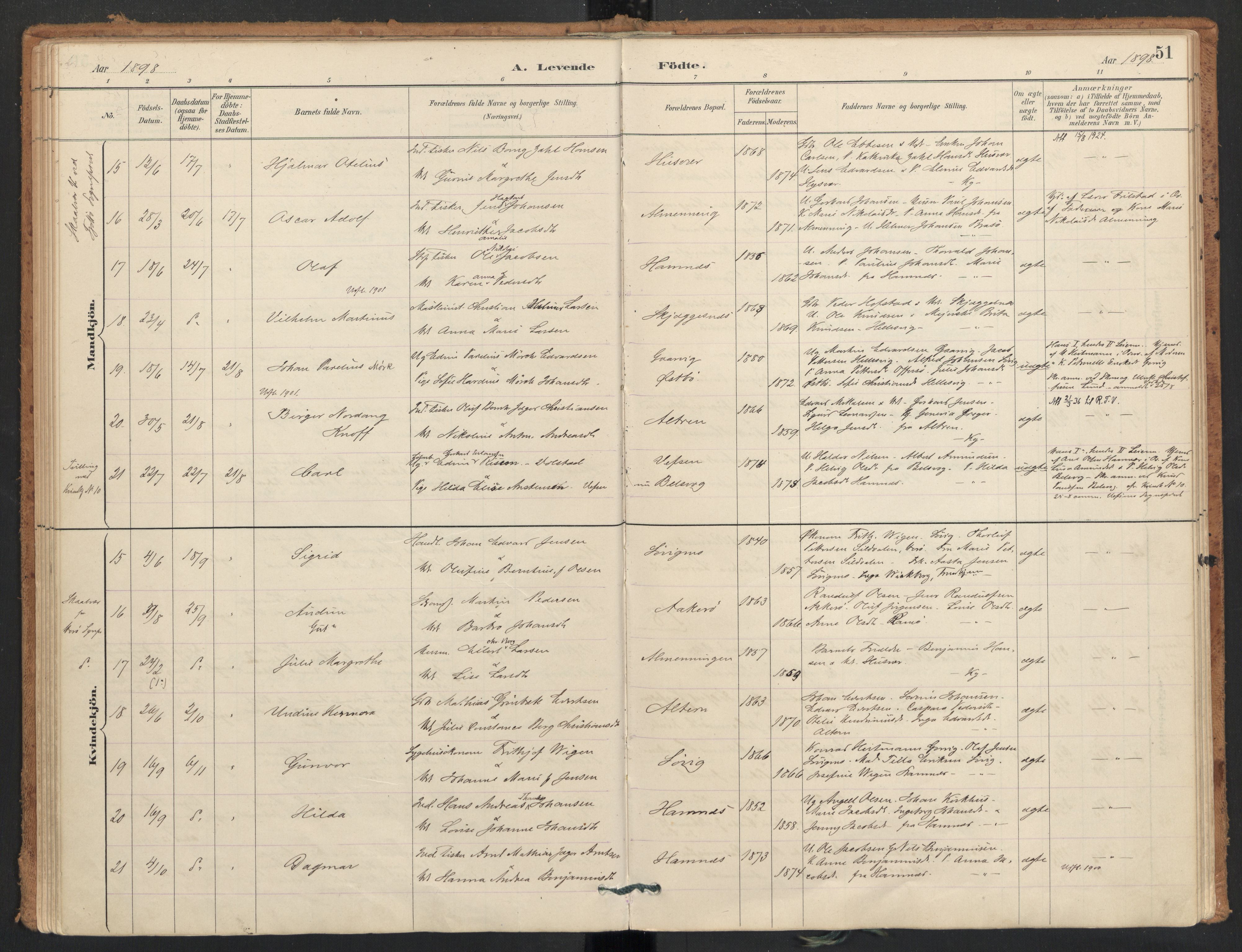 Ministerialprotokoller, klokkerbøker og fødselsregistre - Nordland, AV/SAT-A-1459/830/L0453: Parish register (official) no. 830A17, 1886-1911, p. 51