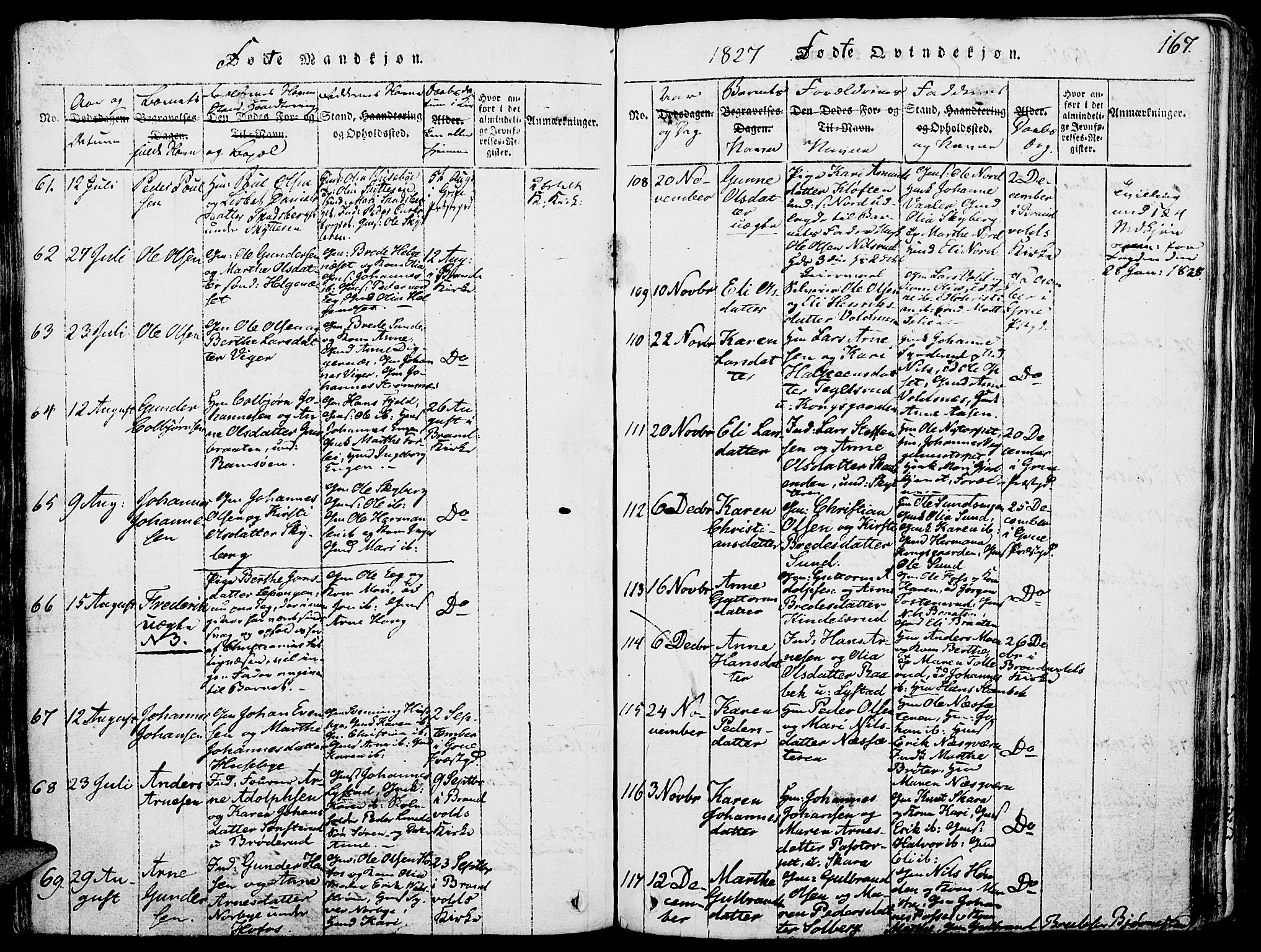 Grue prestekontor, AV/SAH-PREST-036/H/Ha/Haa/L0006: Parish register (official) no. 6, 1814-1830, p. 167