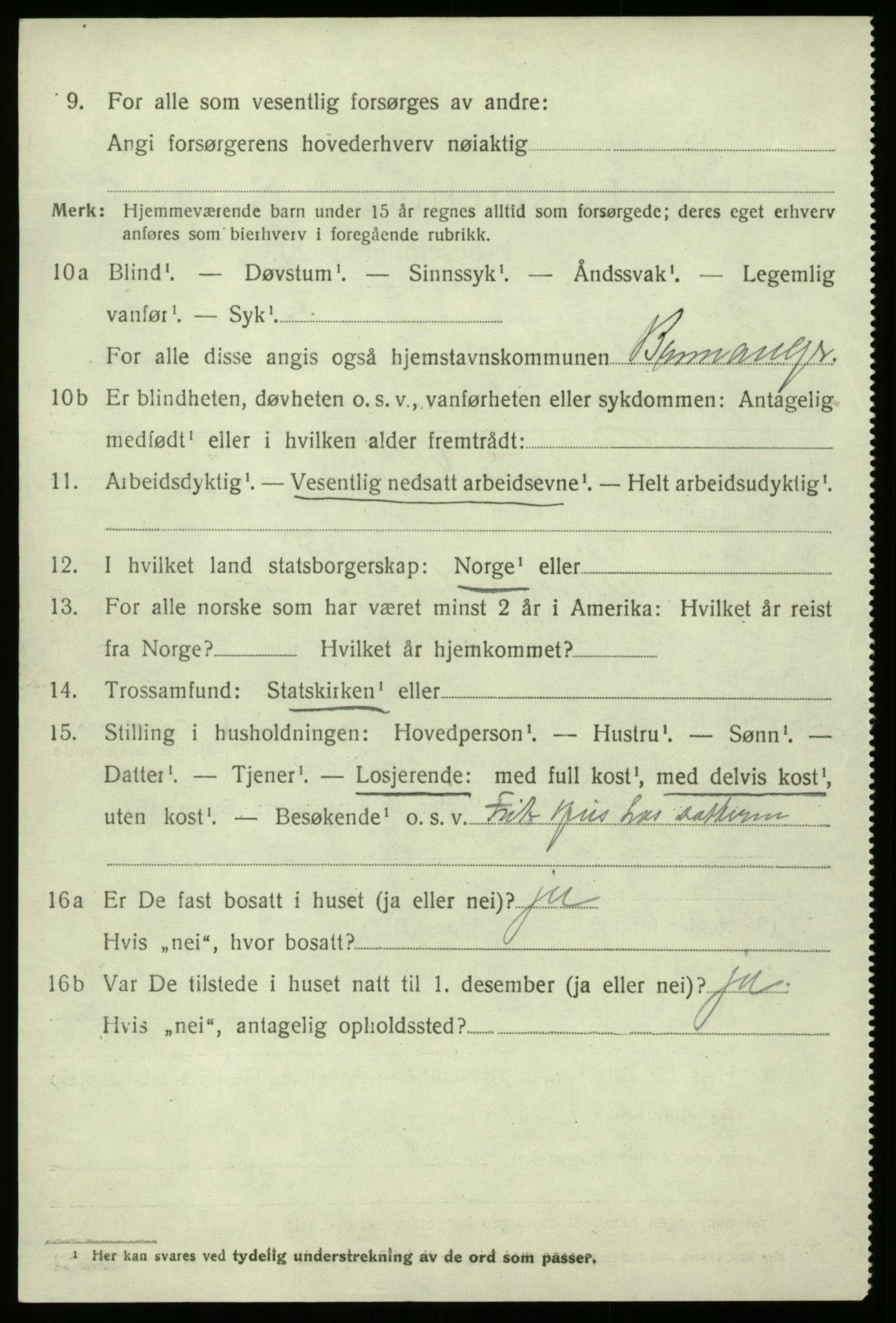 SAB, 1920 census for Bremanger, 1920, p. 2345