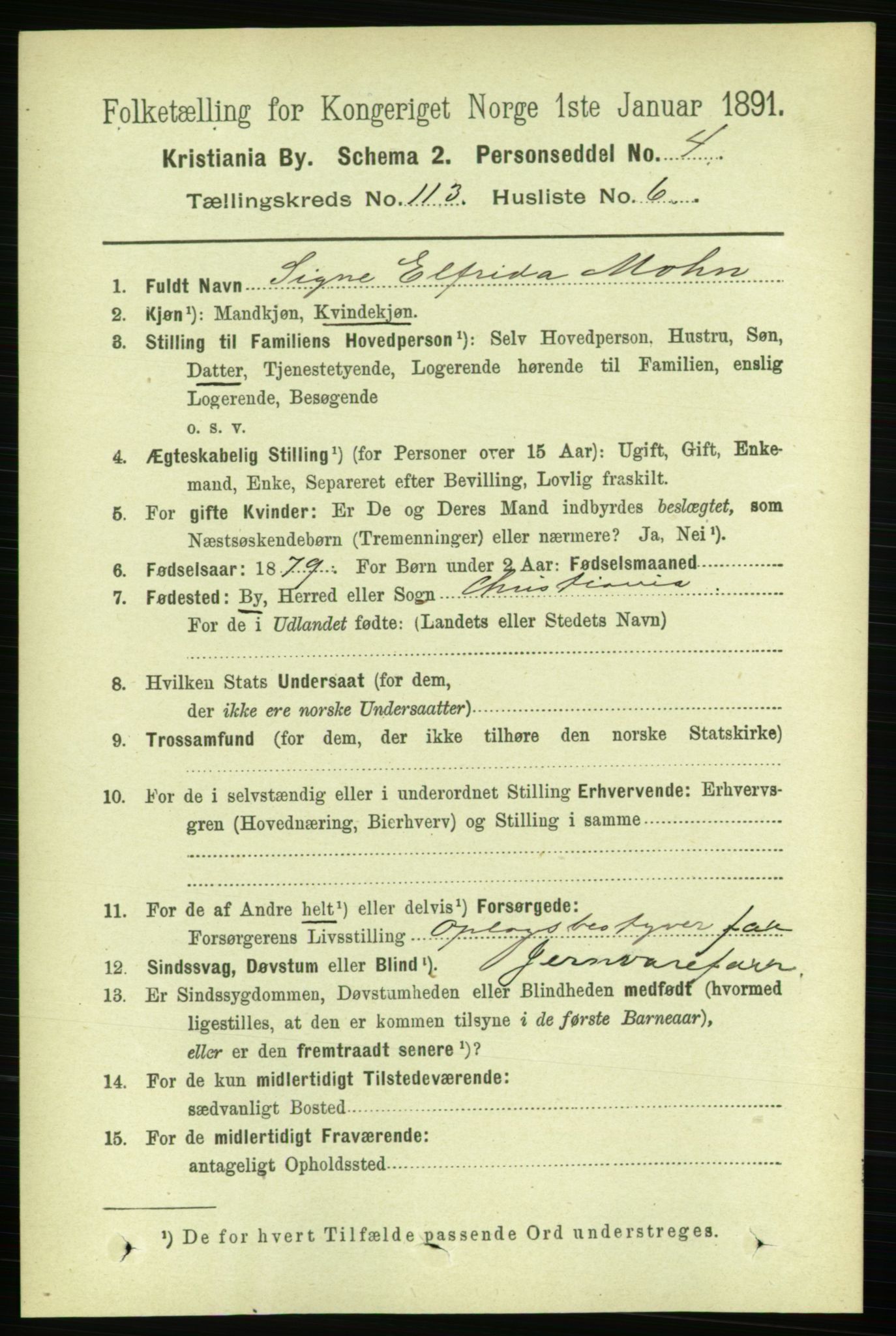 RA, 1891 census for 0301 Kristiania, 1891, p. 60007