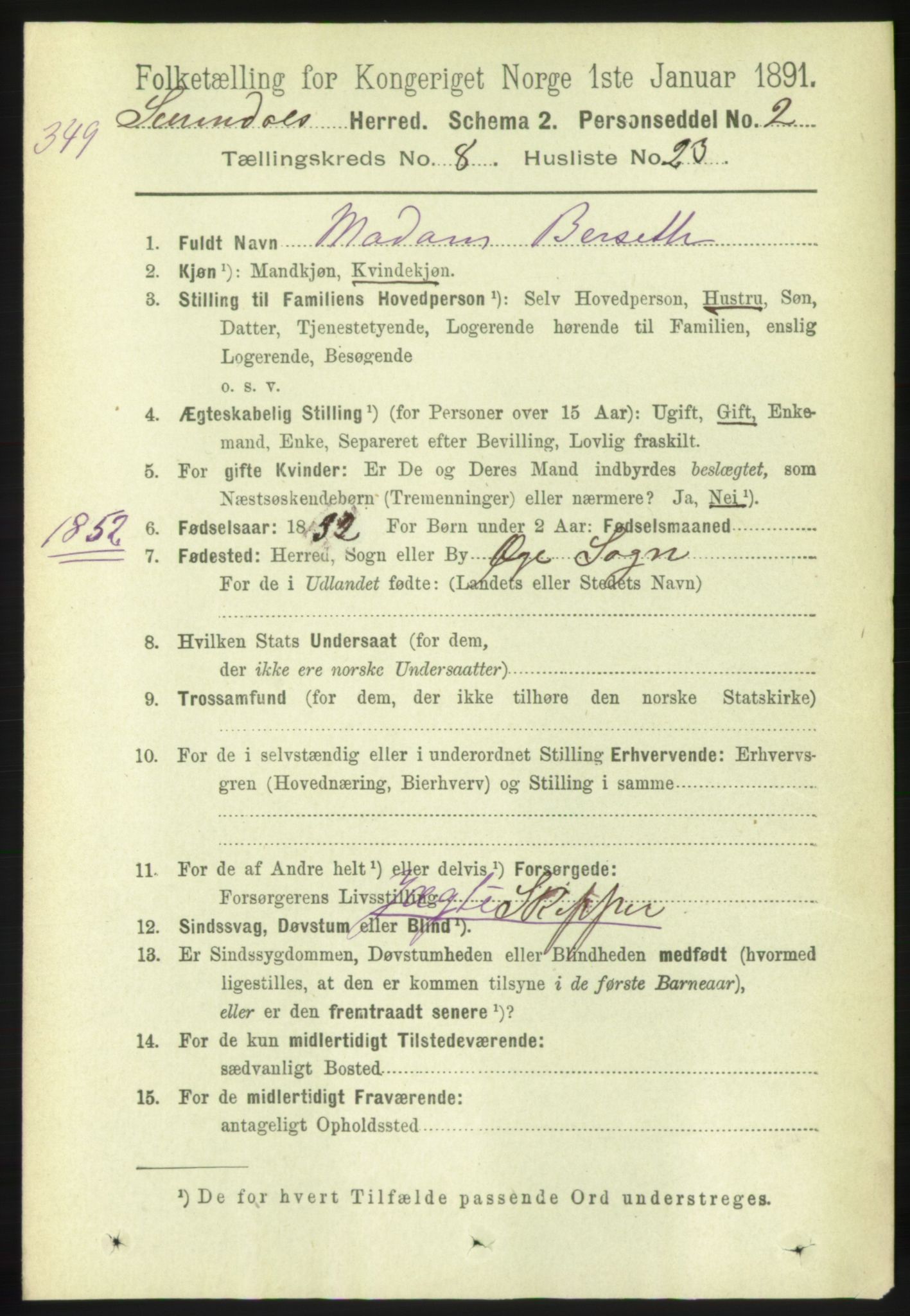 RA, 1891 census for 1566 Surnadal, 1891, p. 2215