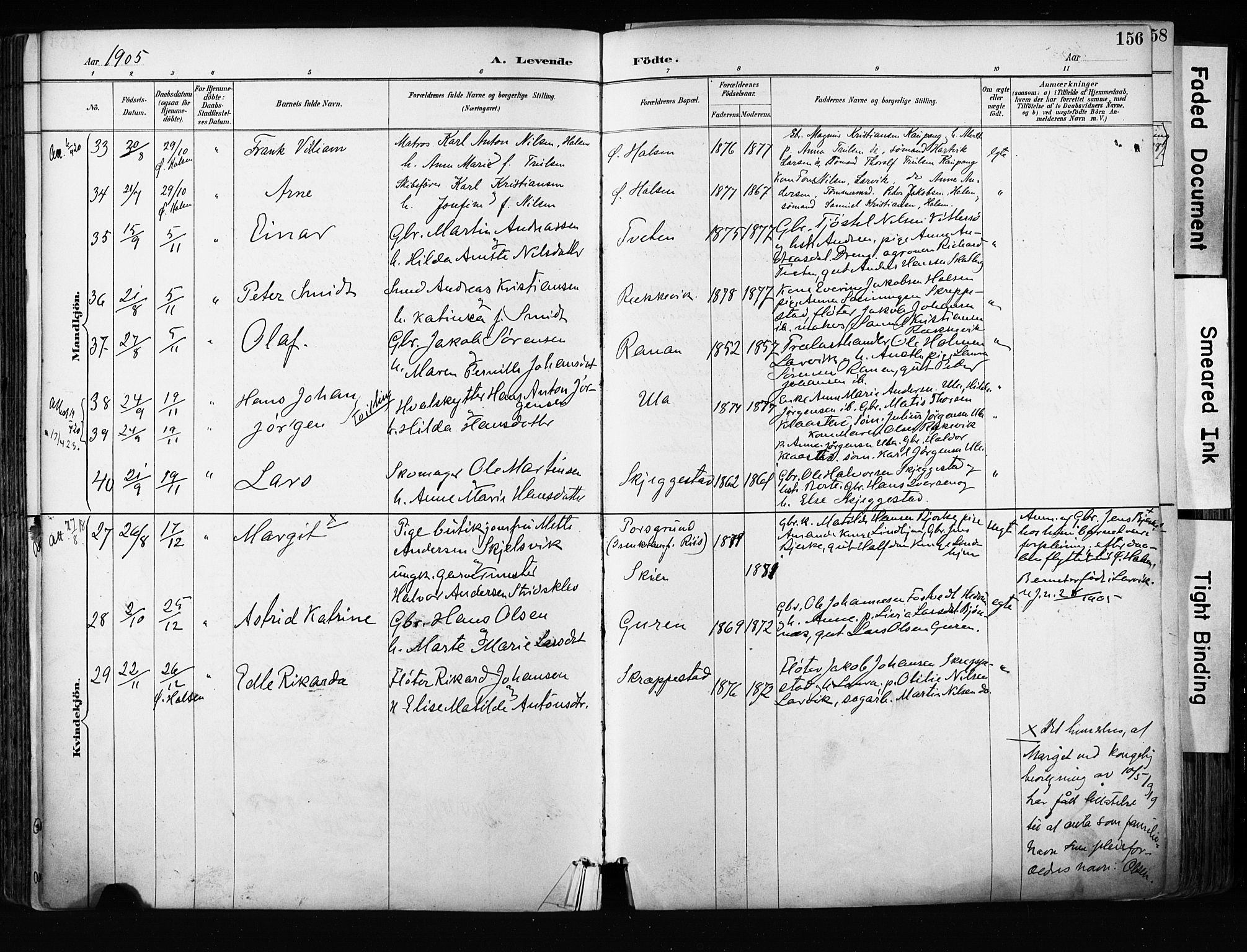 Tjølling kirkebøker, AV/SAKO-A-60/F/Fa/L0009: Parish register (official) no. 9, 1887-1905, p. 156