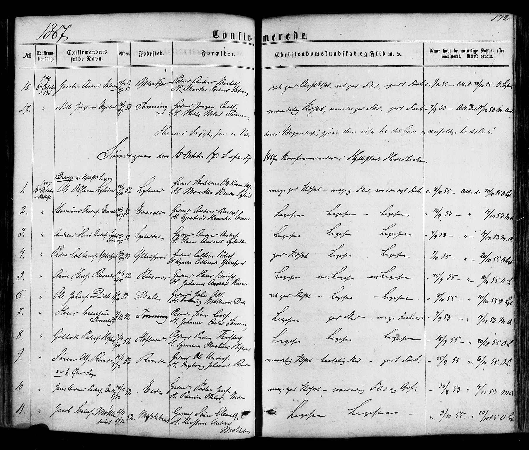 Hyllestad sokneprestembete, AV/SAB-A-80401: Parish register (official) no. A 1, 1861-1886, p. 172